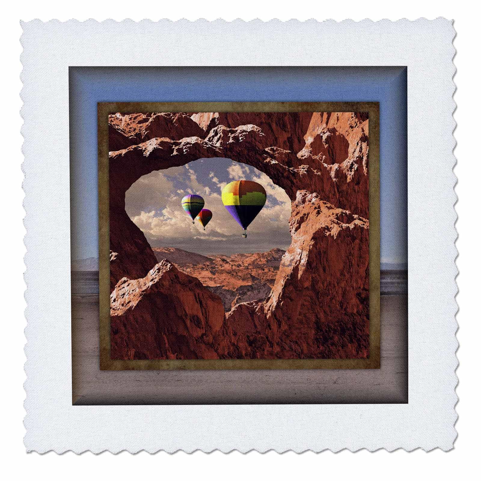 3D Rose Hot Air Balloons in The Southwest Quilt Square - 10x10 Inch Wall Art Decor for Home, Bedroom & Office - Perfect for Southwest Style Interior Design & Gift Giving