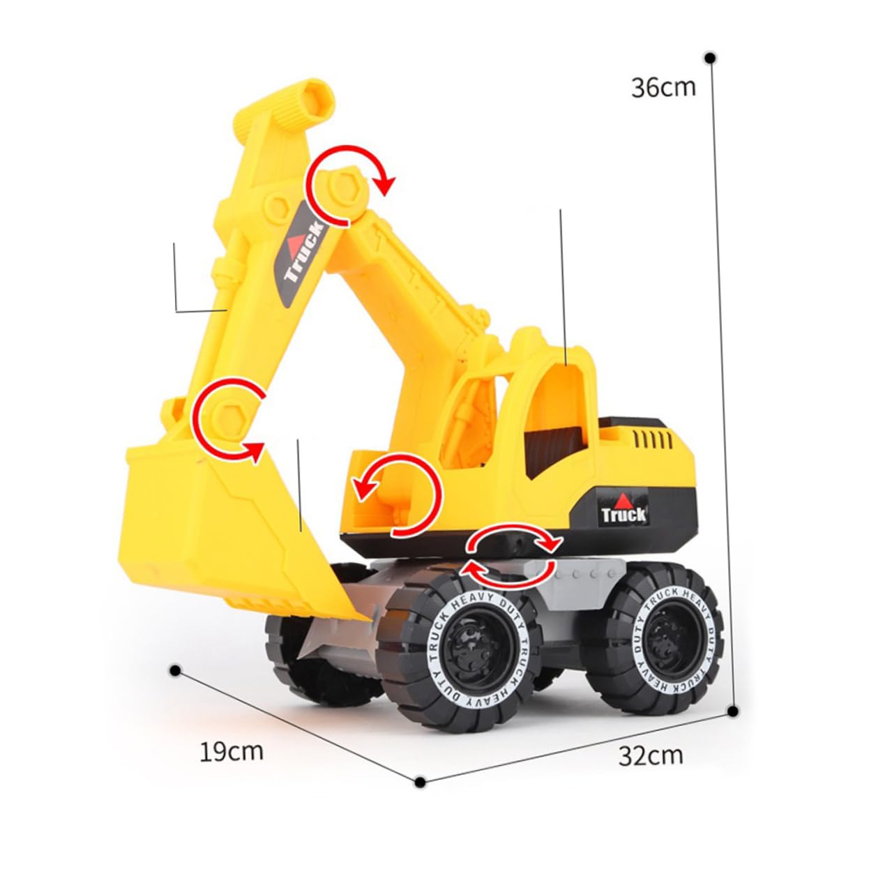 Toyvian 1PC Inertial Car Toy for Kids - Engineering Vehicle Toy Car with Excavator - Fun Educational STEM Toy for Boys & Girls - Perfect for Indoor Play, Birthday Gifts & Learning Activities