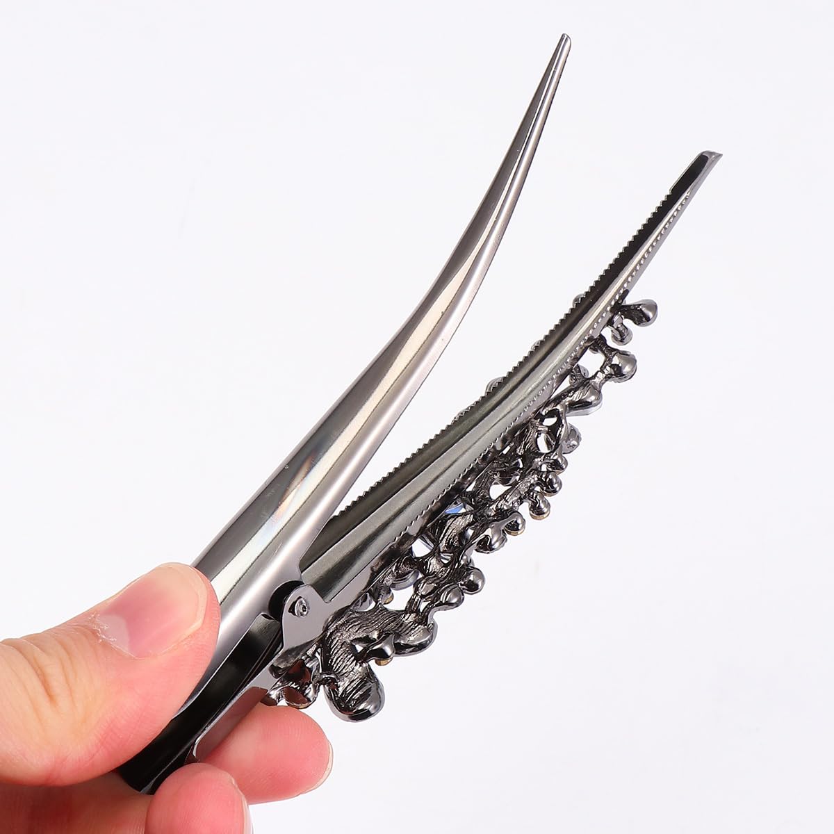 Rhinestone Duckbill Hair Clips for Women - Elegant Metal Alligator Hair Clips with Long Beak Design in Dark Blue - Perfect for Hair Styling, Parties, Weddings & Everyday Fashion Accessories