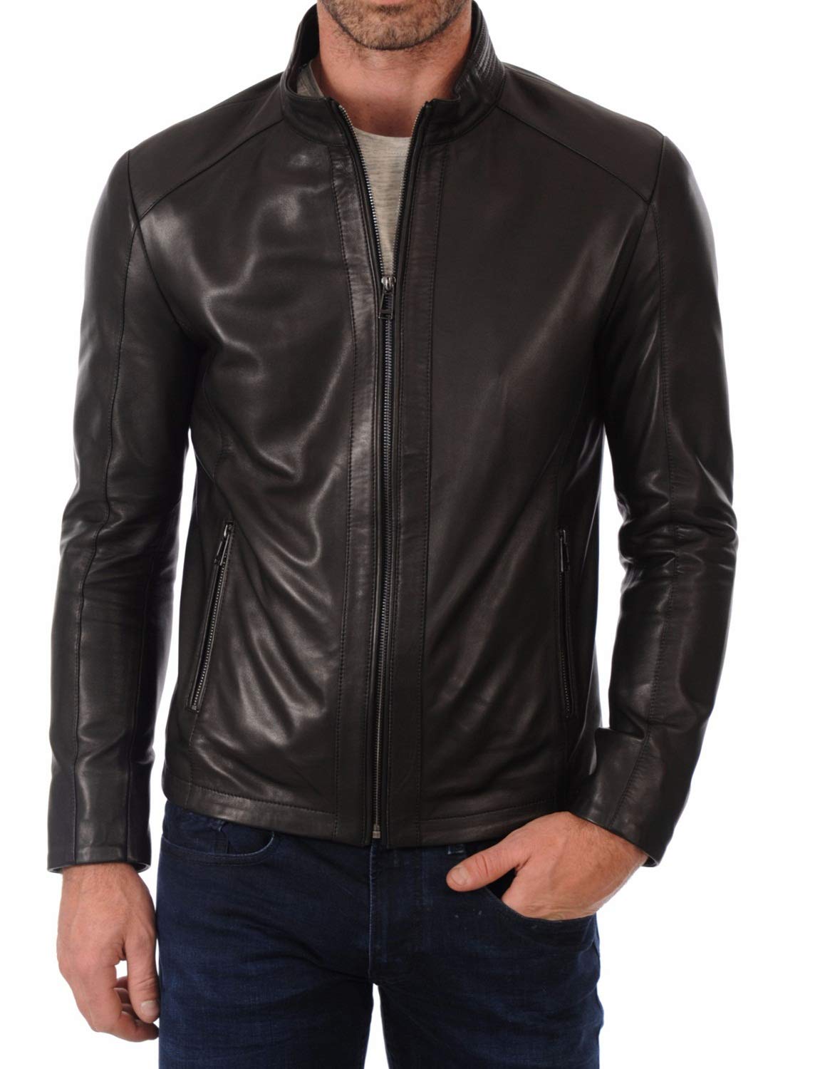Benjer Skins Genuine Lambskin Leather Jacket for Men - Premium Motorcycle Biker Jacket with Classic Style 337 | Perfect for Riding, Casual Wear & Outdoor Adventures