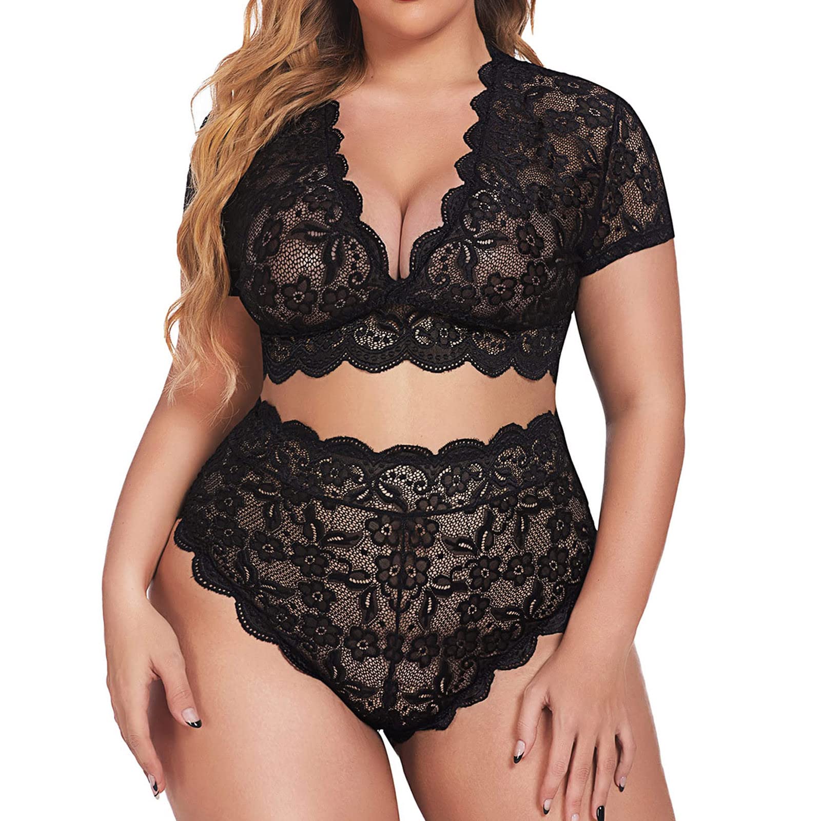 Sexy Lace Steel Ring Pajamas Set for Women - Lingerie with Garter & Heart Design for Maternity, Date Night & Role Play | Perfect for Valentine's Day, Boudoir Photography & Romantic Occasions