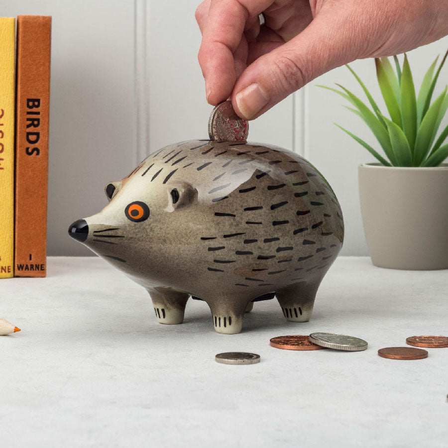 Cute Hedgehog Shaped Money Box - Piggy Bank for Saving Coins & Cash | Perfect Gift for Kids, Teens & Animal Lovers | Home Decor & Bedroom Organizer
