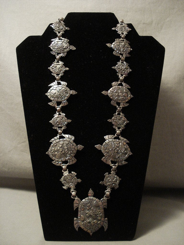Authentic Navajo Turtle Sterling Silver Necklace – Handmade Native American Jewelry with Longest Cone Design | Perfect for Boho Fashion, Cultural Events & Unique Gifts