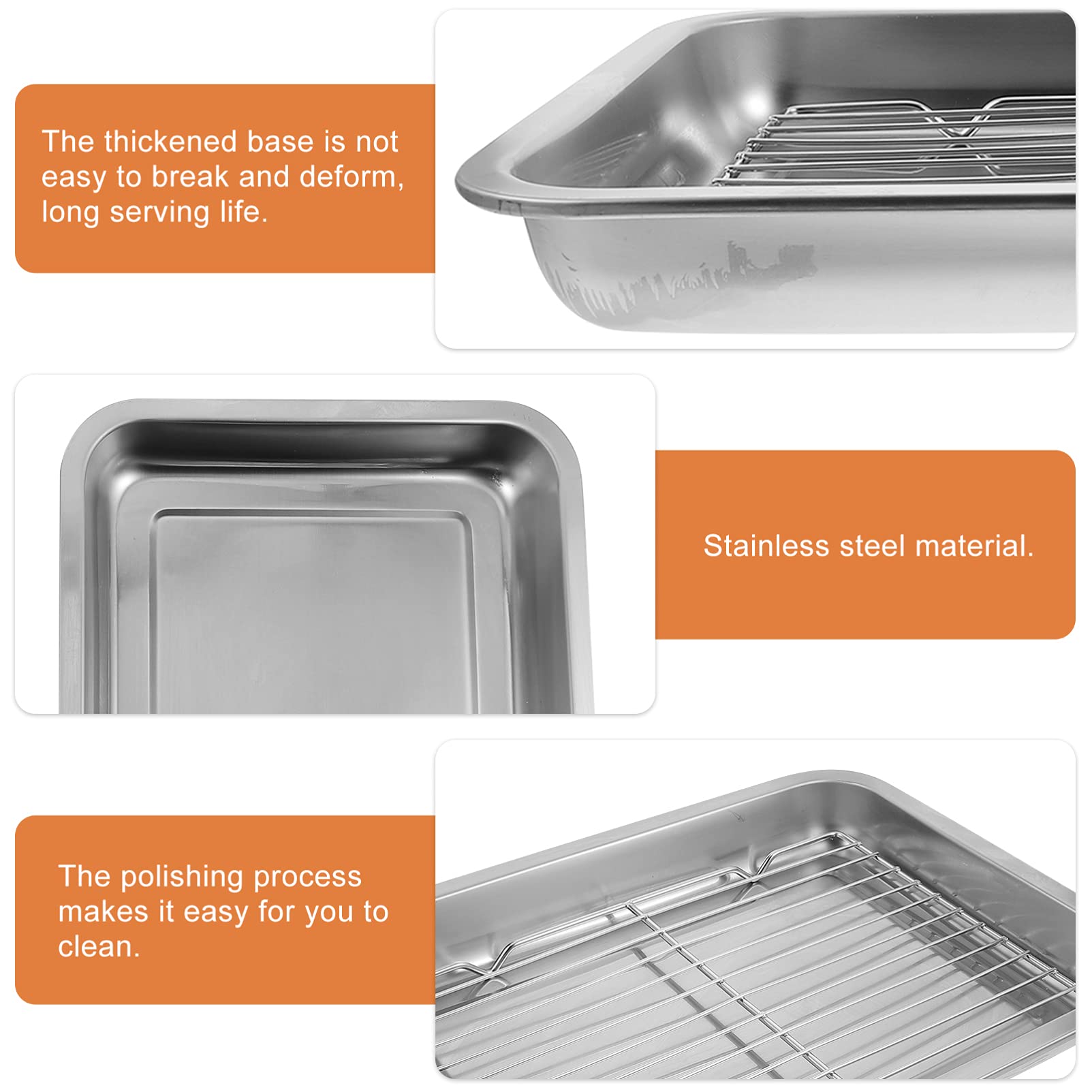 Hemoton Stainless Steel Oven Pan Set - 1 Piece Steel Grilling Net & Cooling Rack Plate for Baking, Roasting, BBQ - Perfect Kitchen Gadget for Home Cooks & Professional Chefs