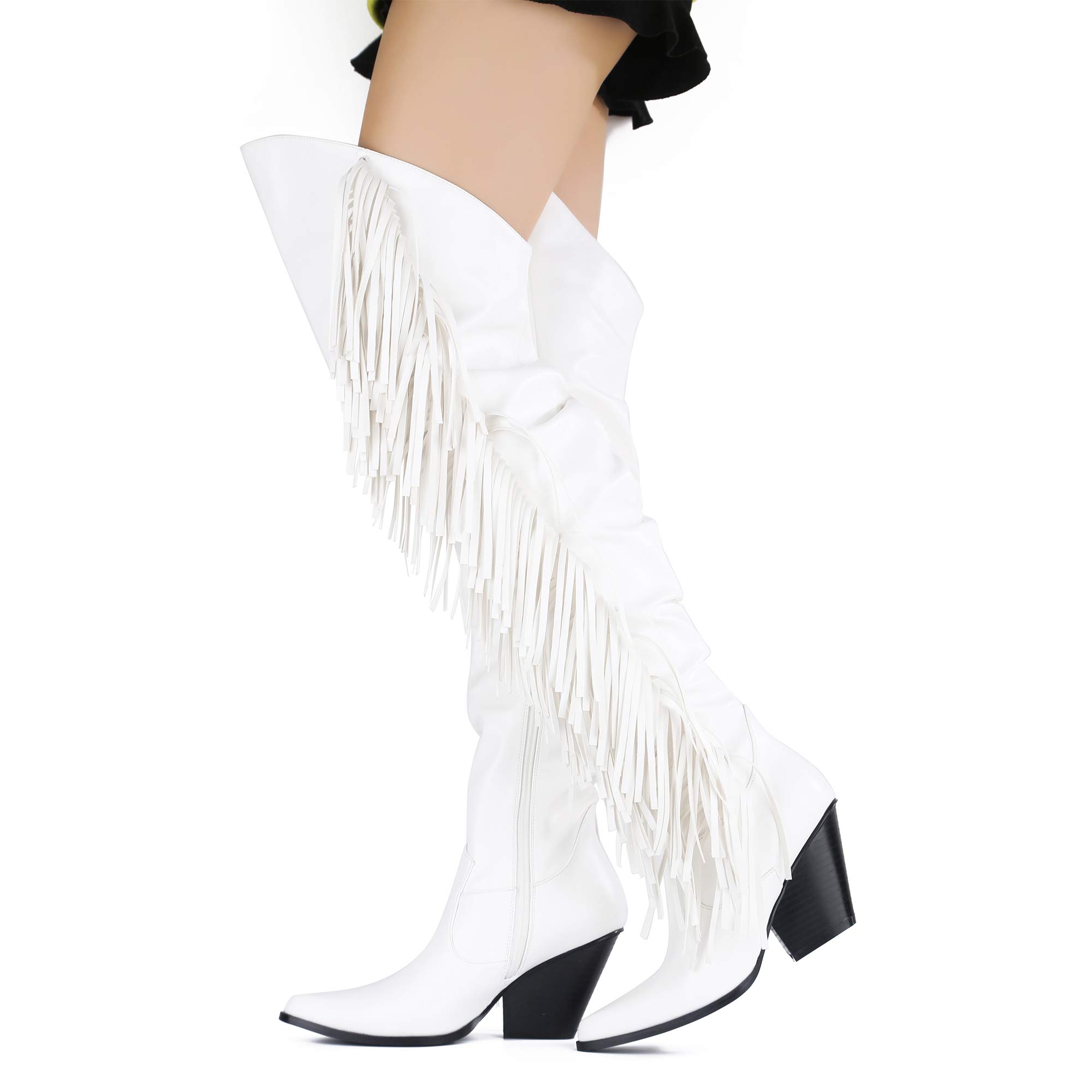 Cape Robbin Gabanna Women's Over The Knee Cowboy Boots - Western Cowgirl Boots with Fringe - Stylish Dress Boots for Women | Perfect for Country Rides, Festivals & Night Out