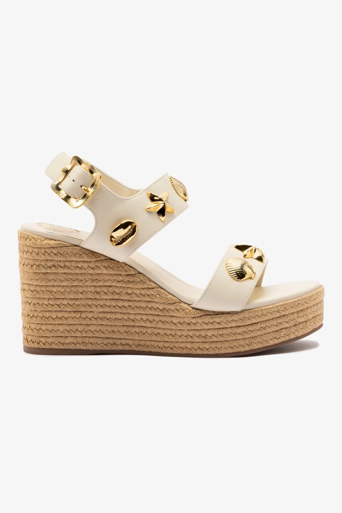 Madison Hi Espadrille Women's Shoes - Ivory Saffiano Leather Summer Wedges | Comfortable Casual & Beach Wear for Women
