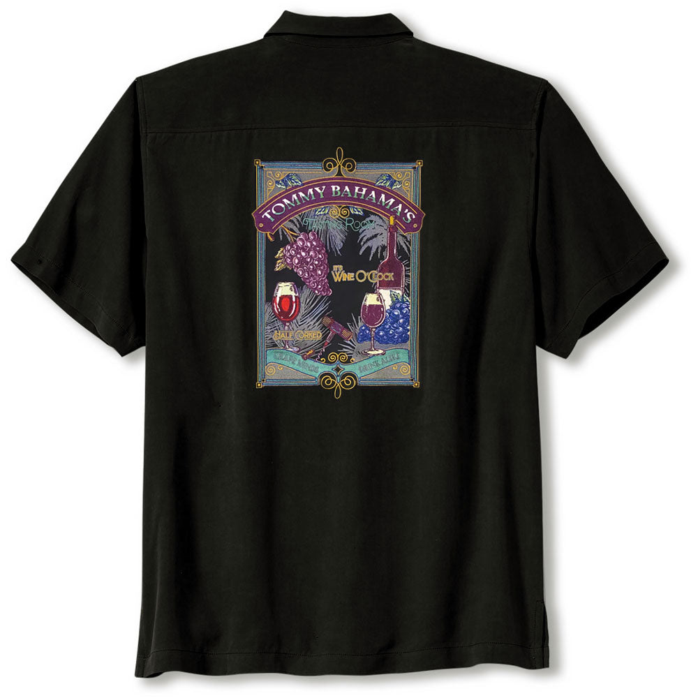 Tommy Bahama Grape Minds Drink Alike Camp Shirt - Black Hawaiian Shirt for Men | Casual Summer Beach Wear, Vacation & Outdoor Activities