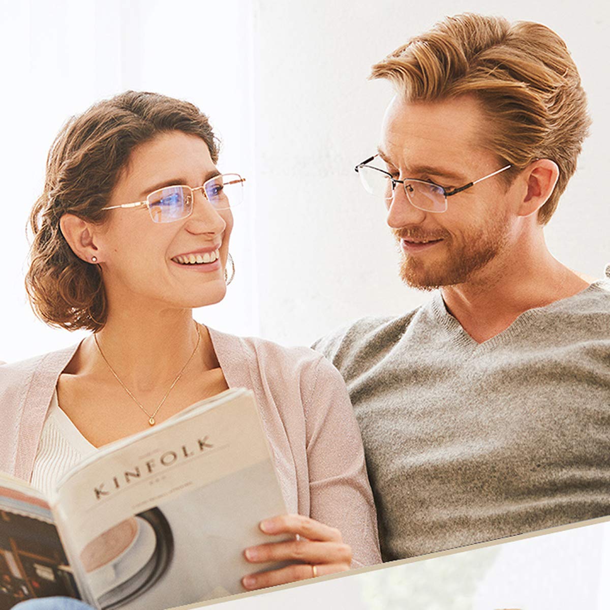 Blue Light Blocking Progressive Multifocal Reading Glasses for Men & Women - Anti-Glare Computer Readers with Multifocus Lenses for Office, Reading & Screen Use