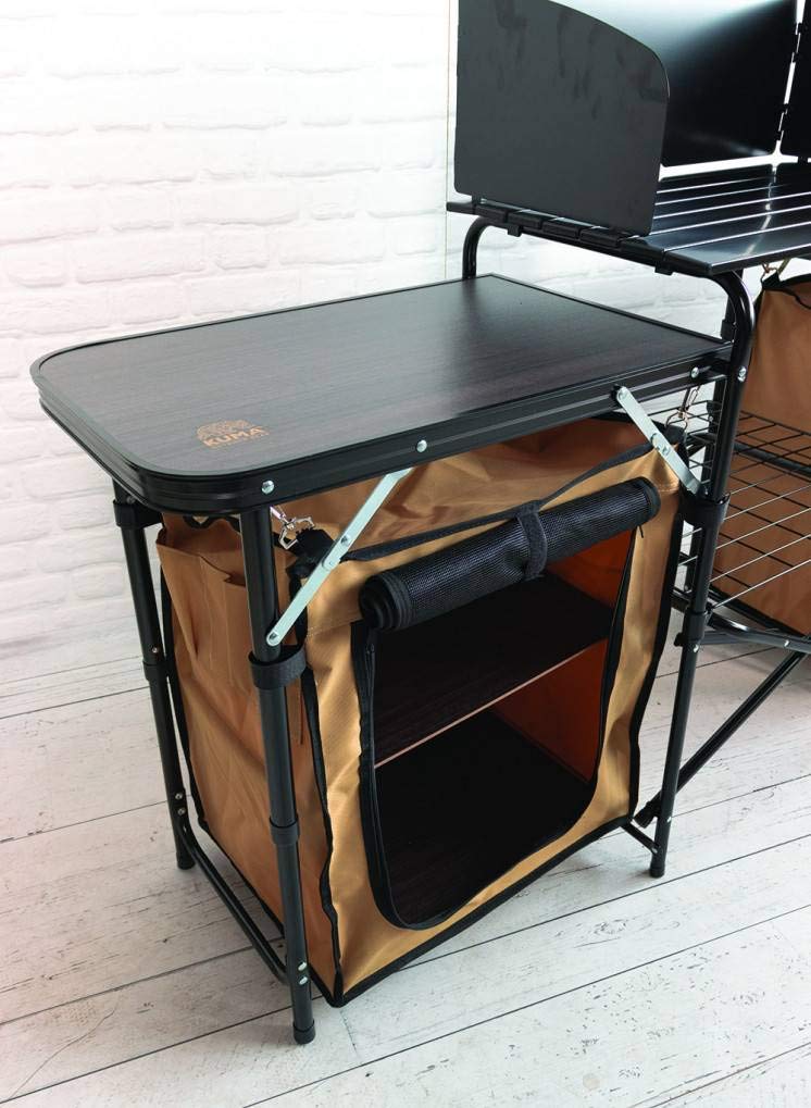 Kuma Outdoor Gear Busy Bear Camp Kitchen - Portable Camping Cooking Station with Storage, Compact & Durable for Outdoor Adventures, Hiking, and RV Trips - Black