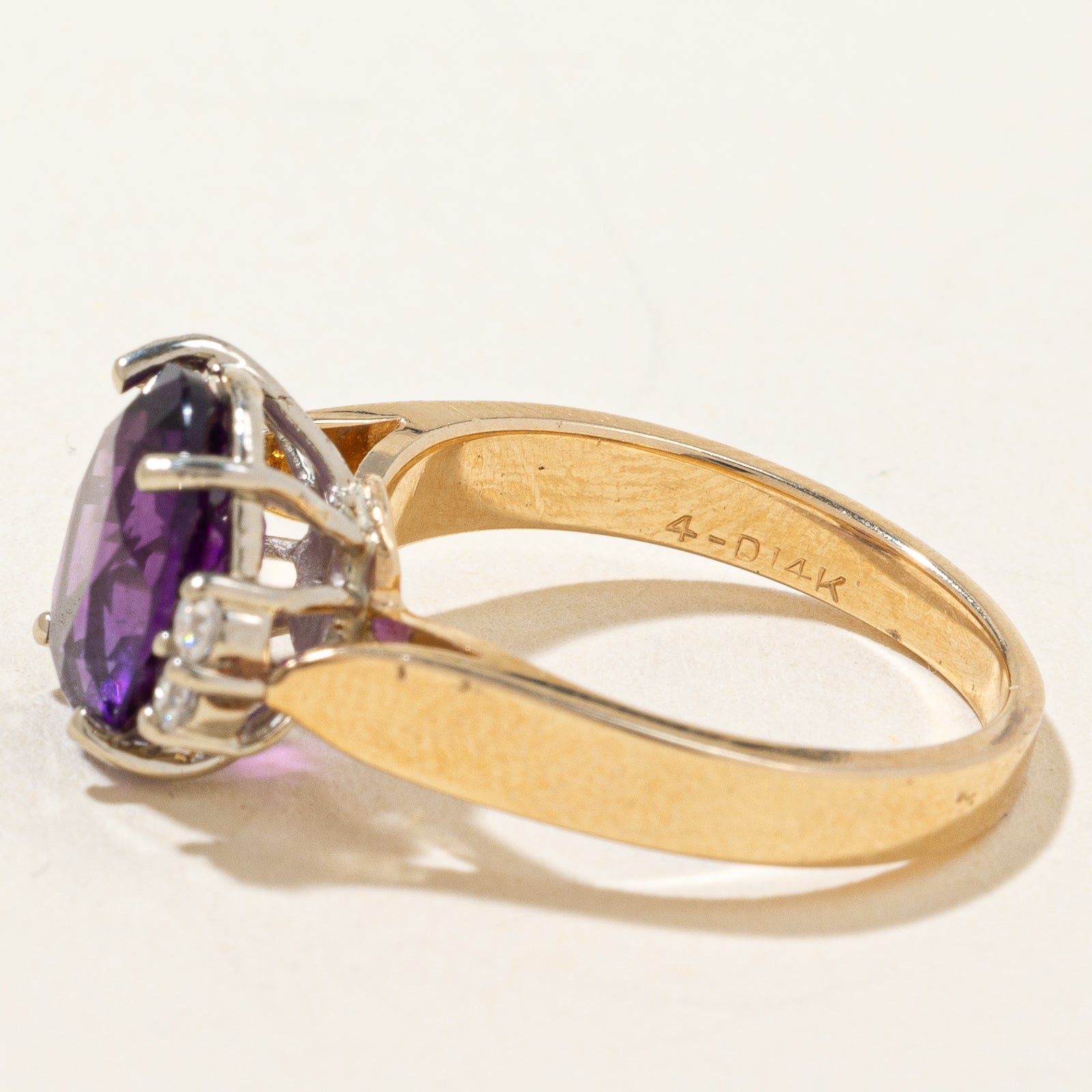 1.80ct Oval Cut Amethyst & 0.15ctw Diamond Ring - Size 6.25 - Elegant Purple Gemstone Jewelry for Women - Perfect for Engagement, Anniversary & Special Occasions