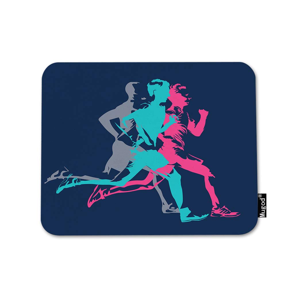 Marathon Running Mouse Pad - Non-Slip Rubber Base Gaming Mouse Mat for Computer, Laptop, PC Desk (9.5x7.9 Inch) - Perfect for Office, Home, Gym & Gaming - Blue & Pink Color Options