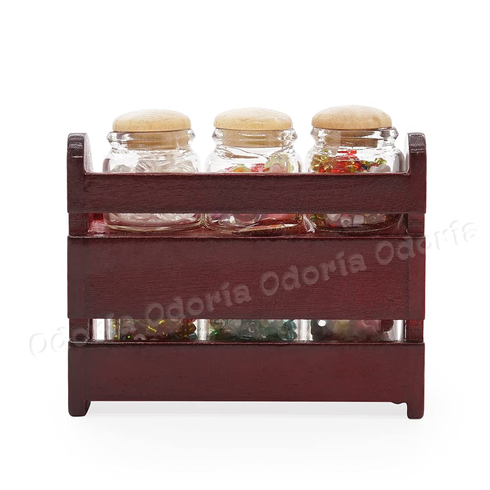Odoria 1/6 Scale Miniature Spice Rack with Glass Jars - Realistic Dollhouse Kitchen Accessories for DIY Miniature Projects & Dollhouse Decor