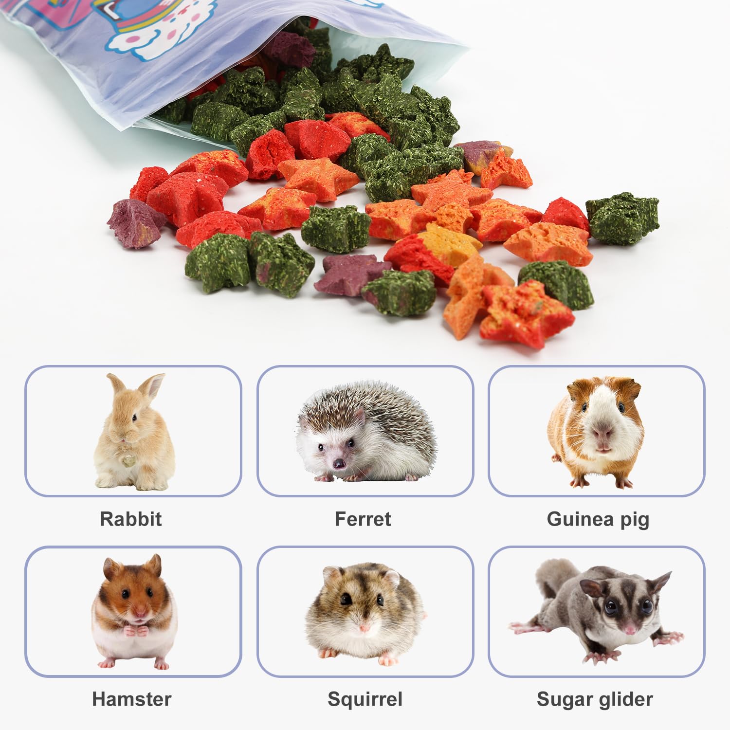 Healthy Mini Star Rabbit Treats - Natural Snacks for Rabbits & Small Pets - Chew Toys for Dental Care