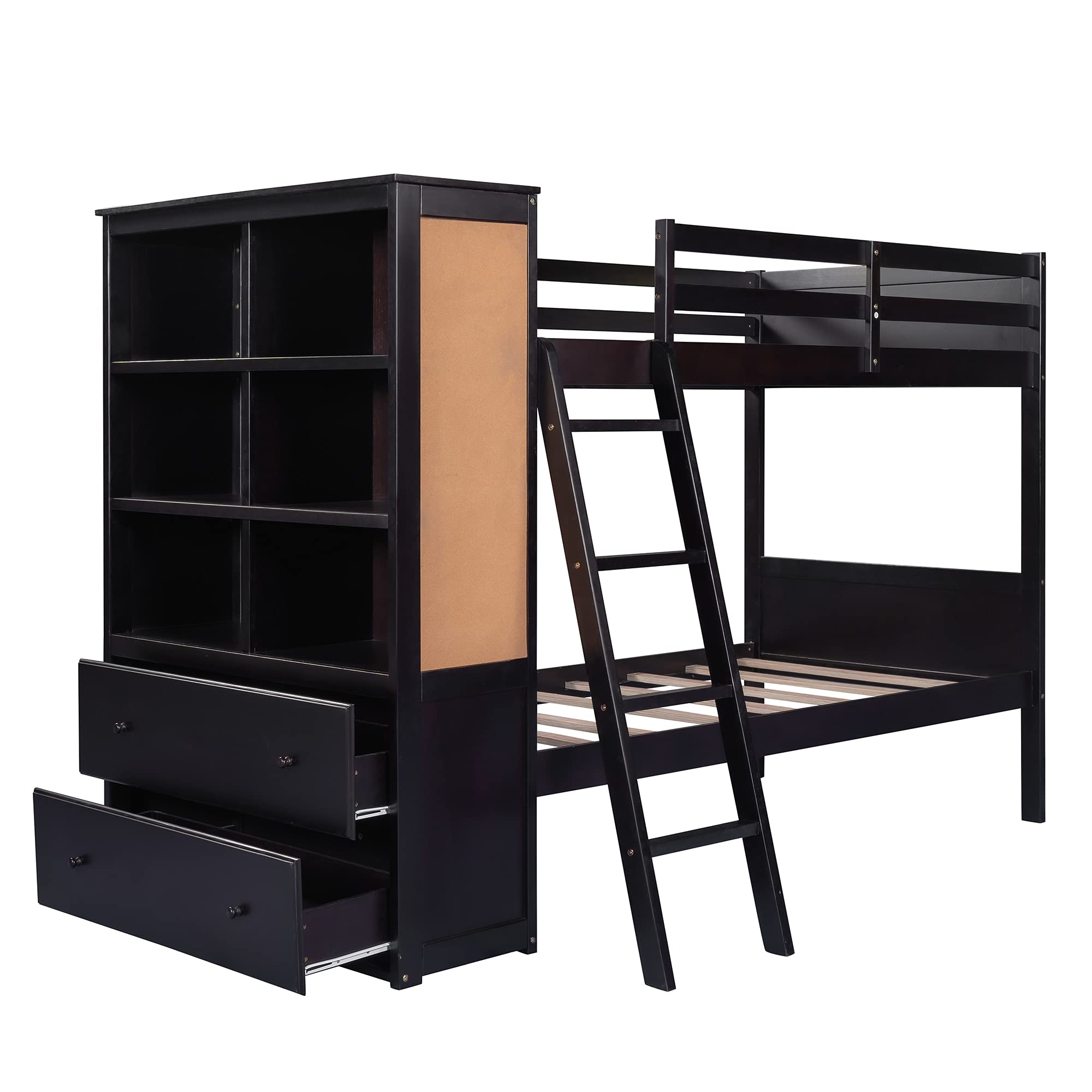 Kids Twin Over Twin Bunk Bed with Guardrails & Ladder - Space-Saving for Small Rooms