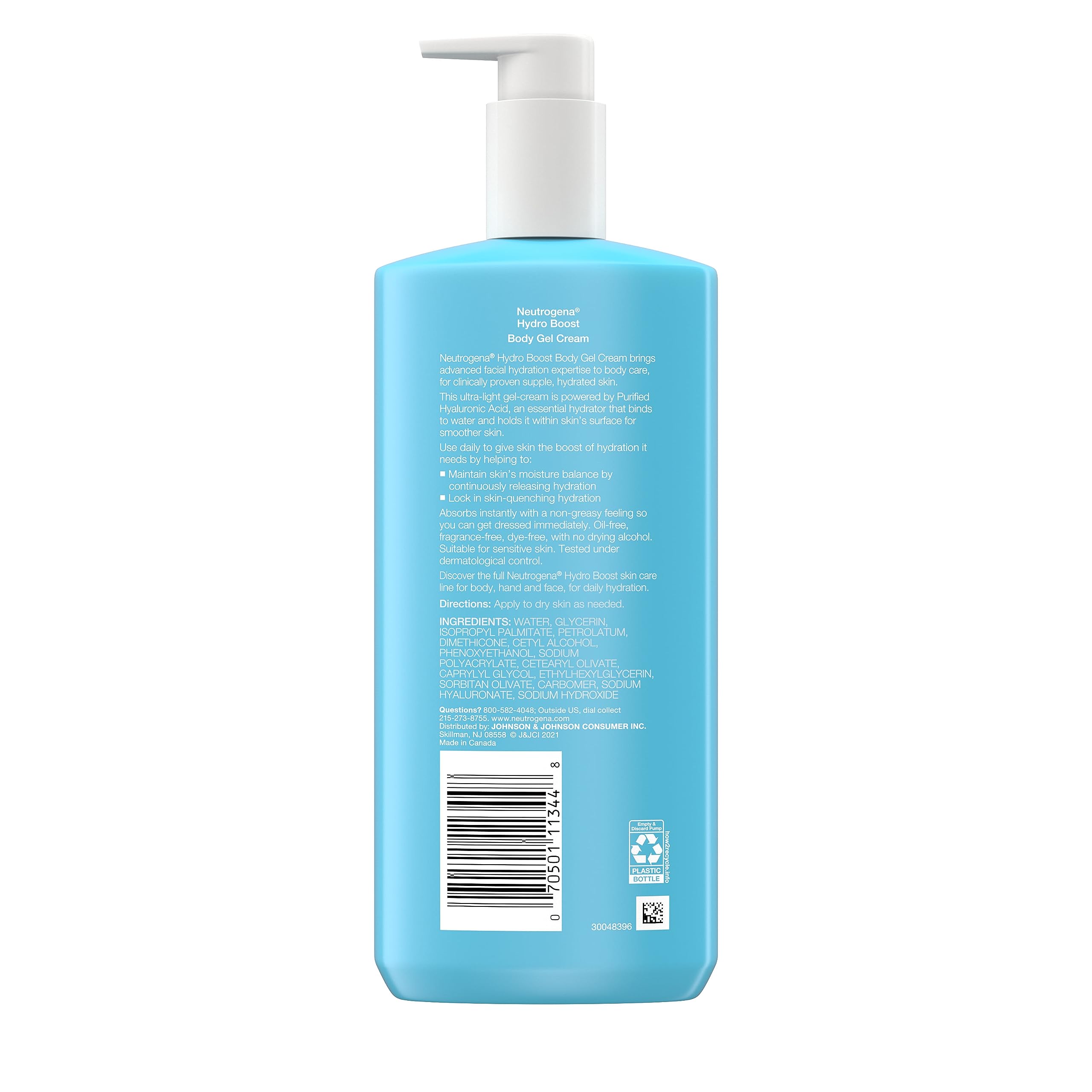 Neutrogena Hydro Boost Body Gel Cream - Fragrance-Free Hyaluronic Acid Moisturizer for Sensitive Skin, Hydrating Body Lotion with Hyaluronic Acid, 16 oz (2 Pack) | Daily Dry Skin Care for Women & Men, Post-Shower Hydration, Year-Round Moisture Solution