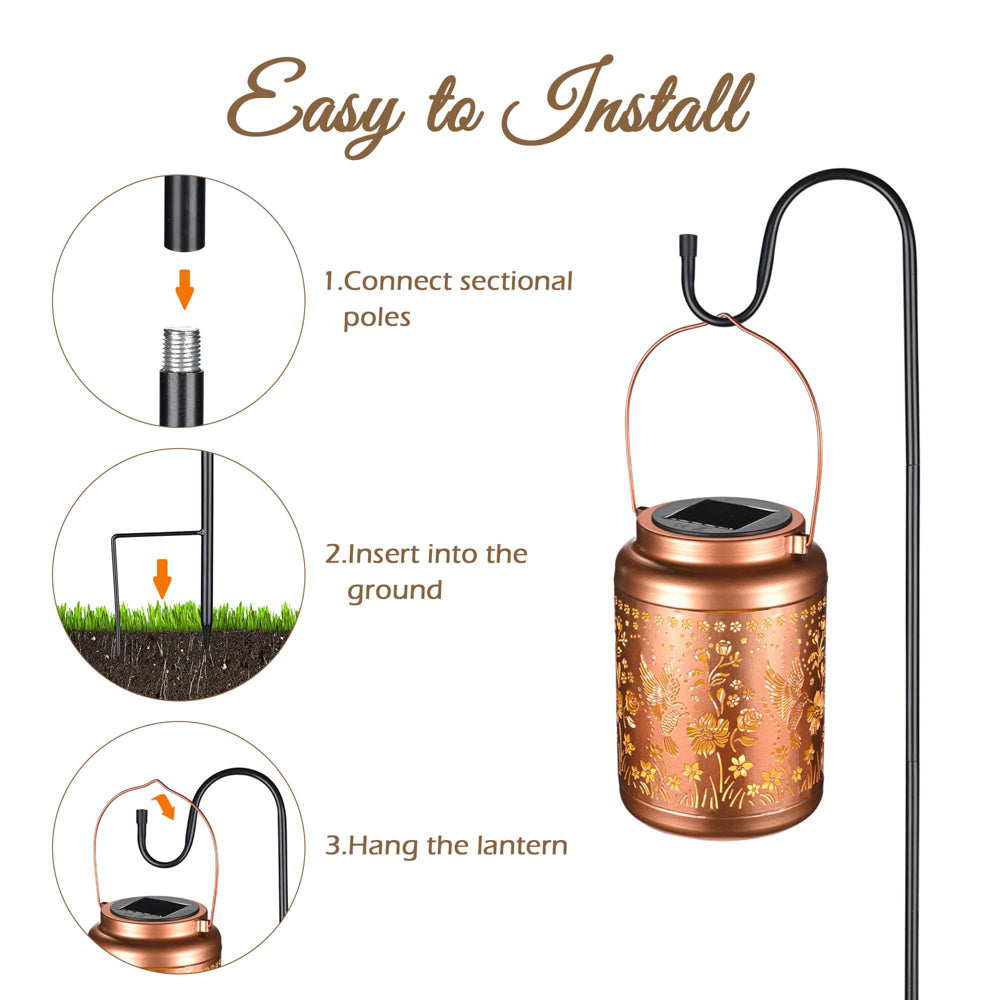 TheLAShop Waterproof Solar Hanging Lanterns Set of 2 - Outdoor Decorative Lighting for Garden, Patio, Yard & Camping