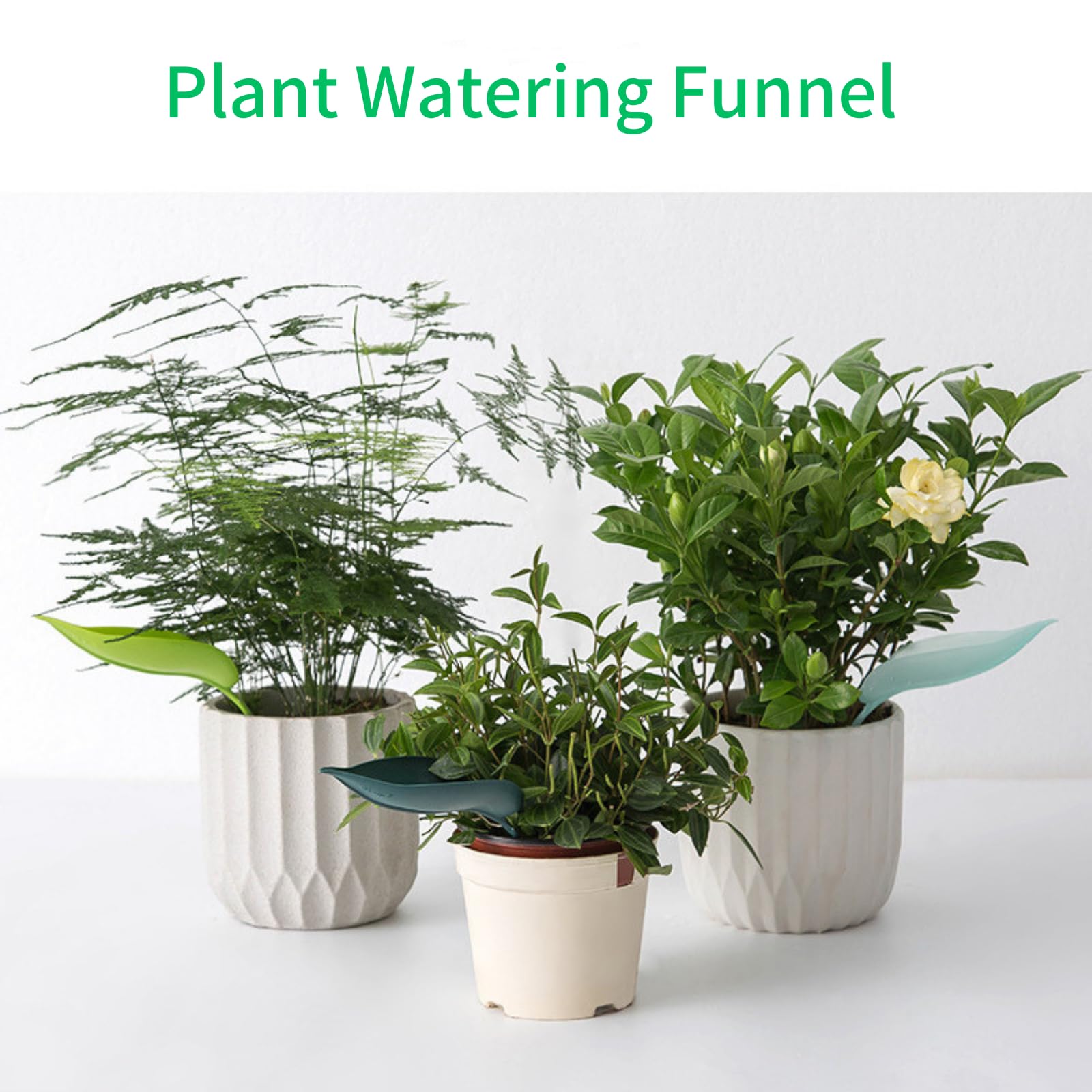 12PCS Leaf-Shaped Plant Watering Funnels - Drip Irrigation Devices for Indoor/Outdoor Potted Plants - Green Leaflow Watering System for Garden, Balcony & Home Decor