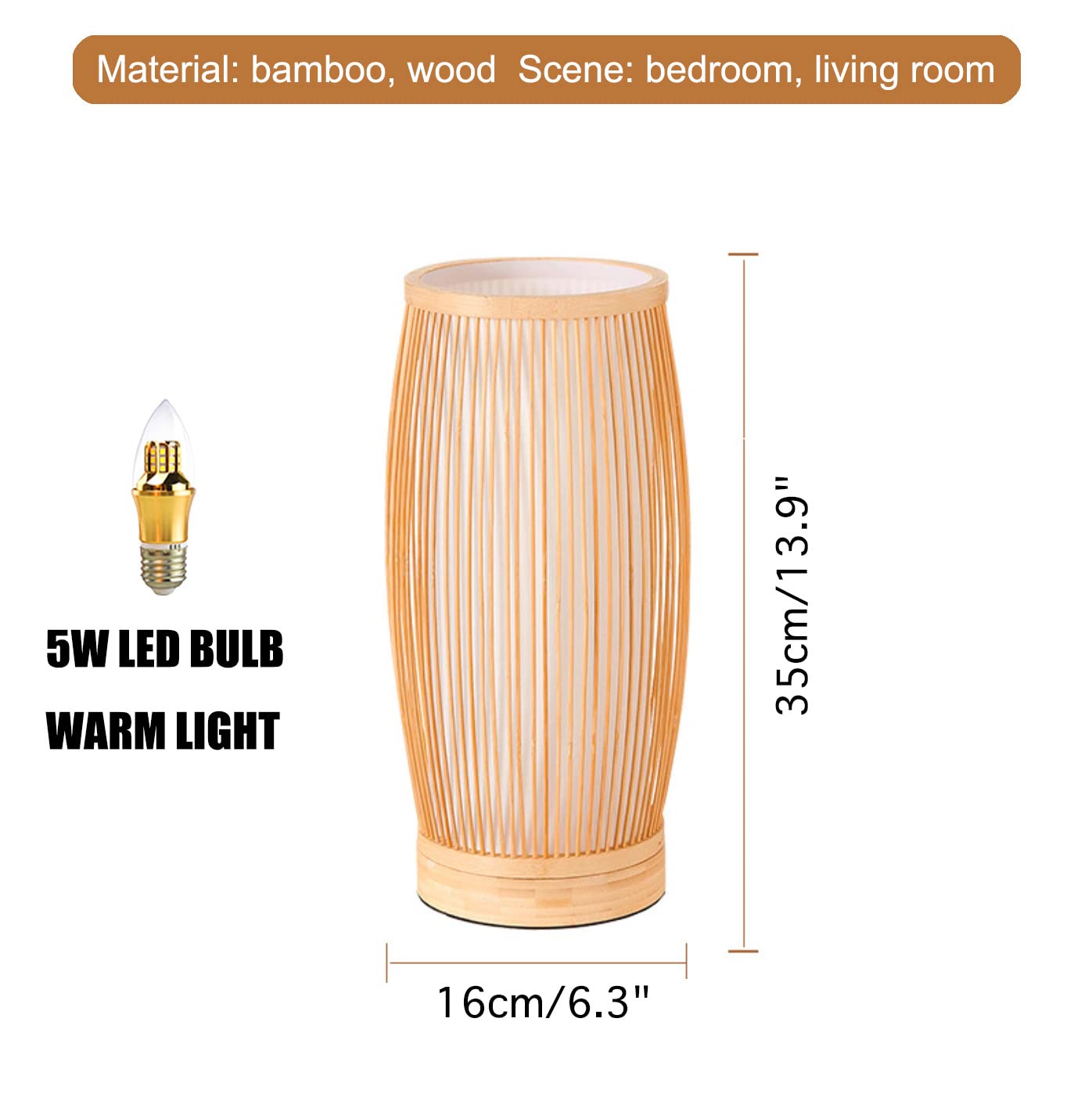 Rustic Bamboo Table Lamp - Handmade Decorative Night Light for Bedroom, Living Room, Restaurant | Mood Lighting & Ambient Illumination | Perfect for Cozy Nights, Romantic Dinners, and Relaxing Spaces