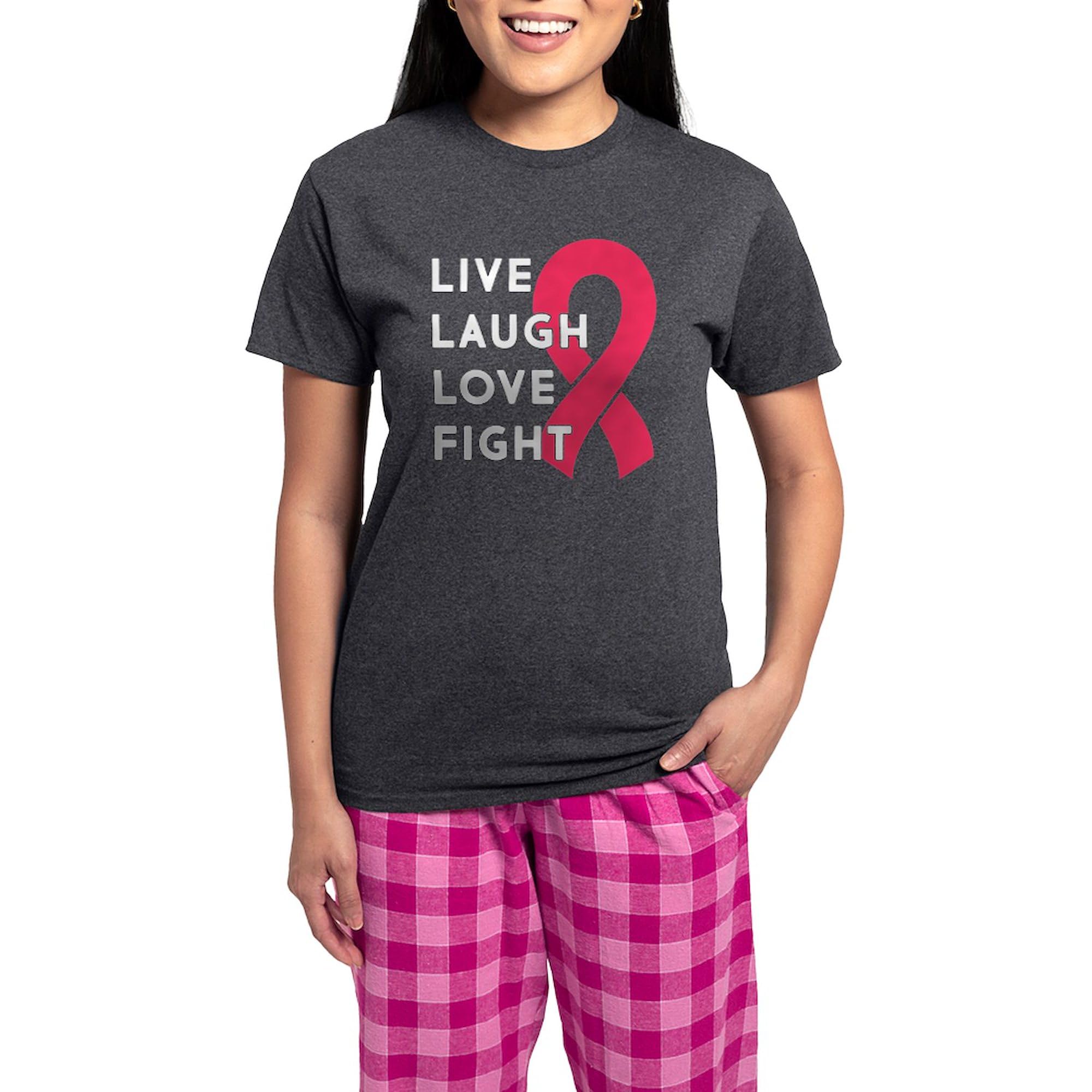 Live Laugh Love Fight Women's Charcoal Pajama Set - Cozy Novelty Sleepwear for Women - Perfect for Relaxing at Home, Girls Night In & Holiday Gifts