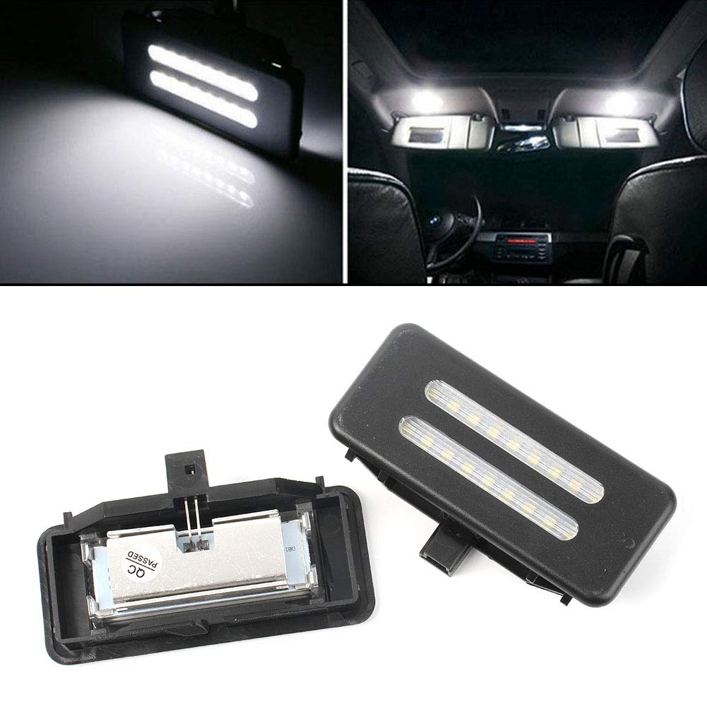 BMW E60 E61 E90 E91 E92 E70 Interior Car LED Vanity Mirror Lights - 18-LED White Sun Visor Lamps Replacement (2PCS) - Perfect for Night Driving & Makeup Application