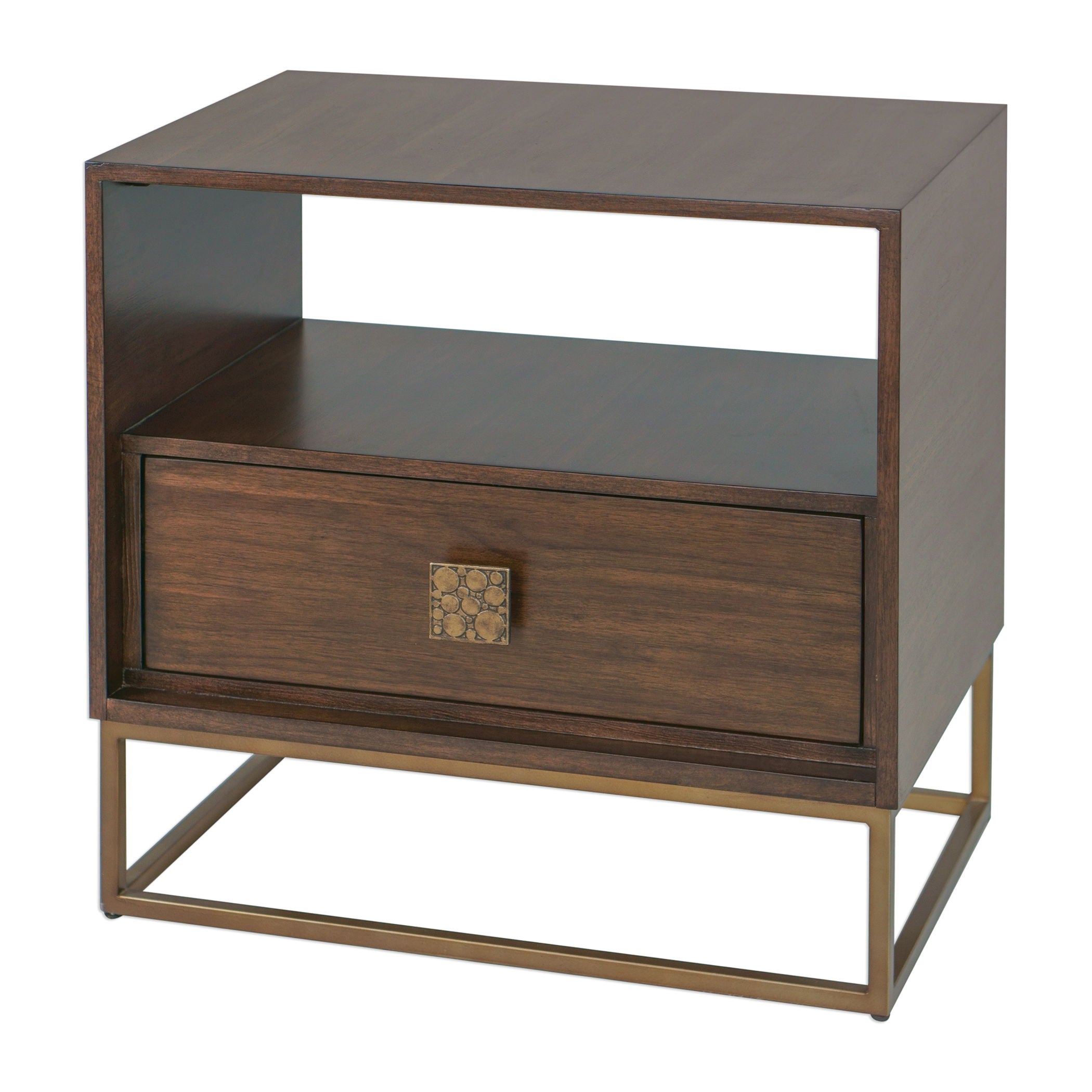 Bexley Walnut Side Table - Dark Brown Wood Nightstand for Bedroom, Living Room & Office - Small End Table with Sturdy Construction & Elegant Design