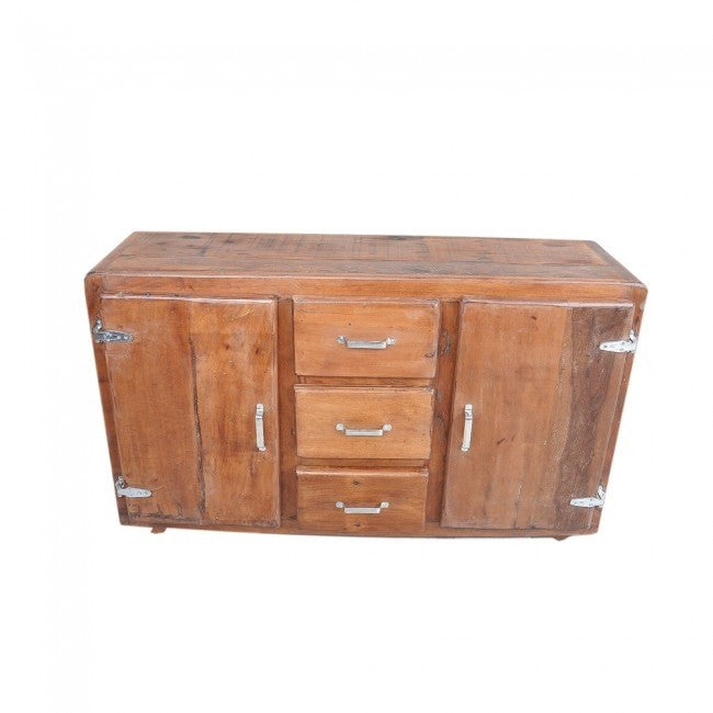 Reclaimed Wood Sideboard Buffet Cabinet 150cm with Wheels - Rustic Honey Finish | Perfect for Dining Room Storage, Kitchen Buffet & Entryway Organizer