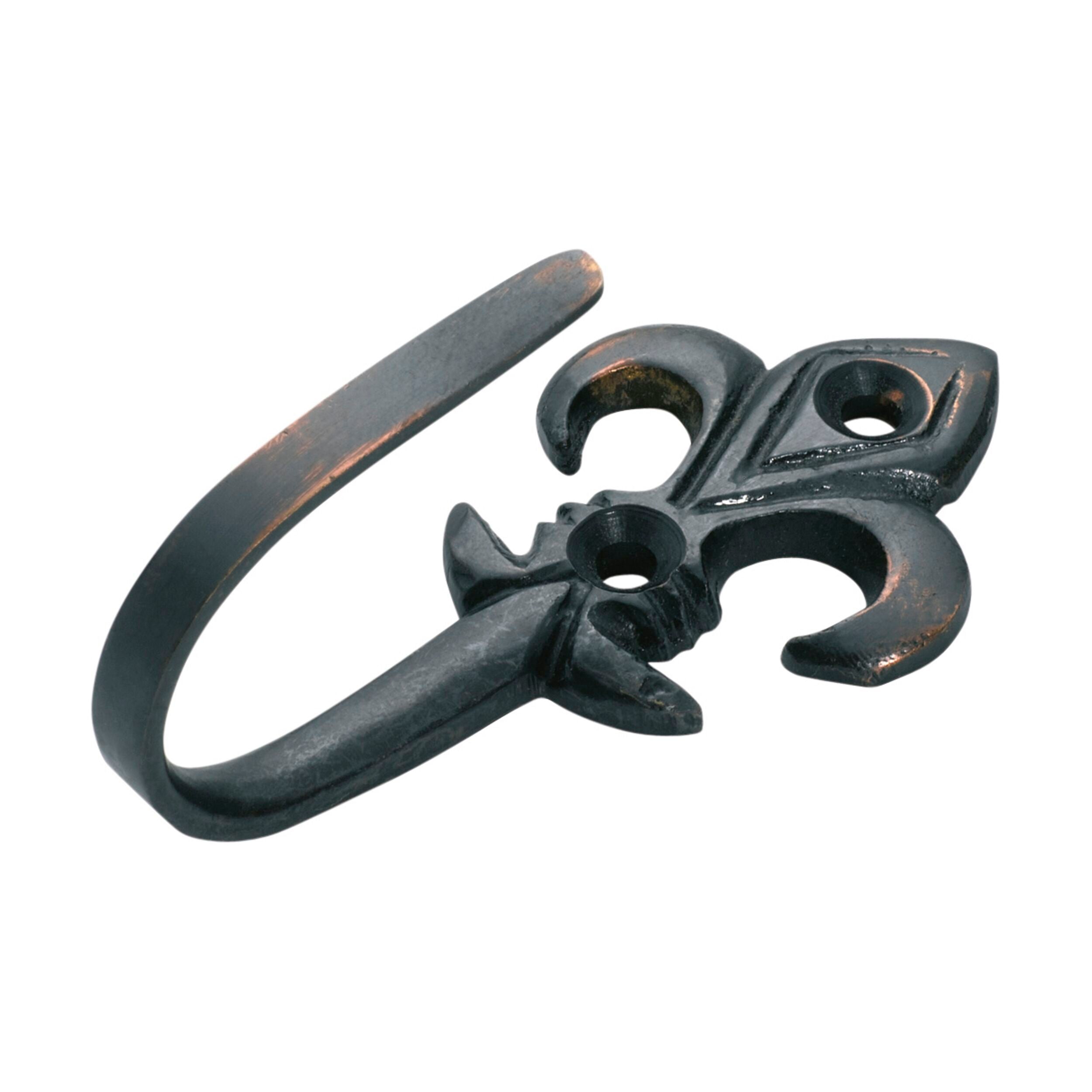 Antique Copper Fleur De Lis Curtain Tie Back Hook - 75mm Height x 30mm Projection - Elegant Window Treatment for Living Room, Bedroom & Drapes
