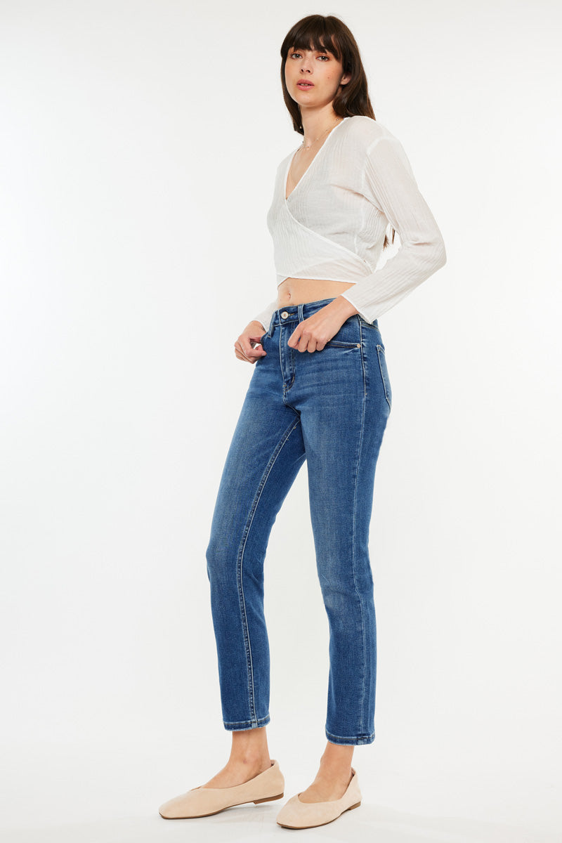 Adaline Essentials High Rise Slim Straight Leg Jeans for Women - Comfortable Stretch Denim Pants for Casual Wear, Office & Everyday Outfits