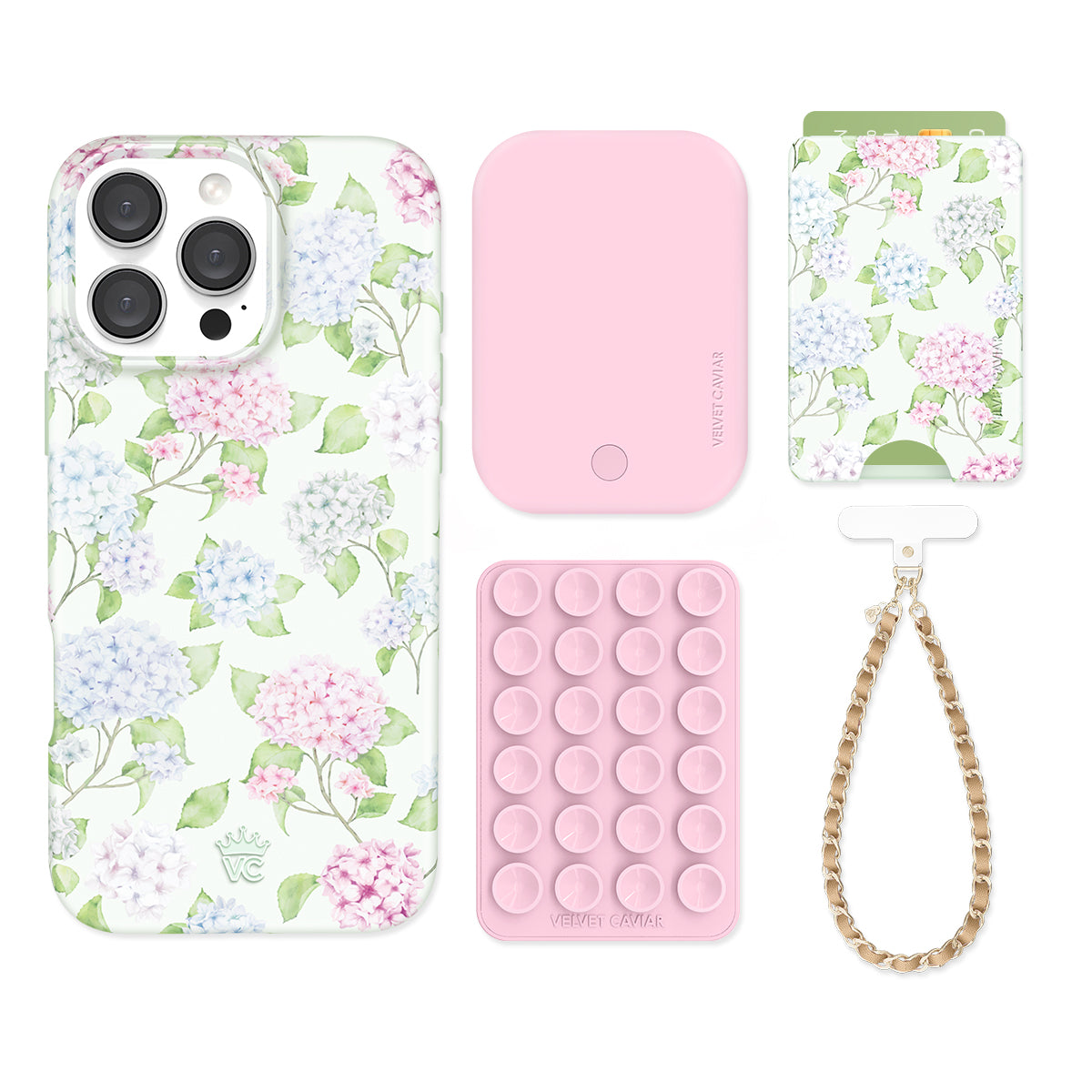 Premium Hydrangea Floral iPhone Case with Wallet - Stylish Phone Cover & Card Holder for Women - Perfect for Everyday Use, Travel, and Gifts