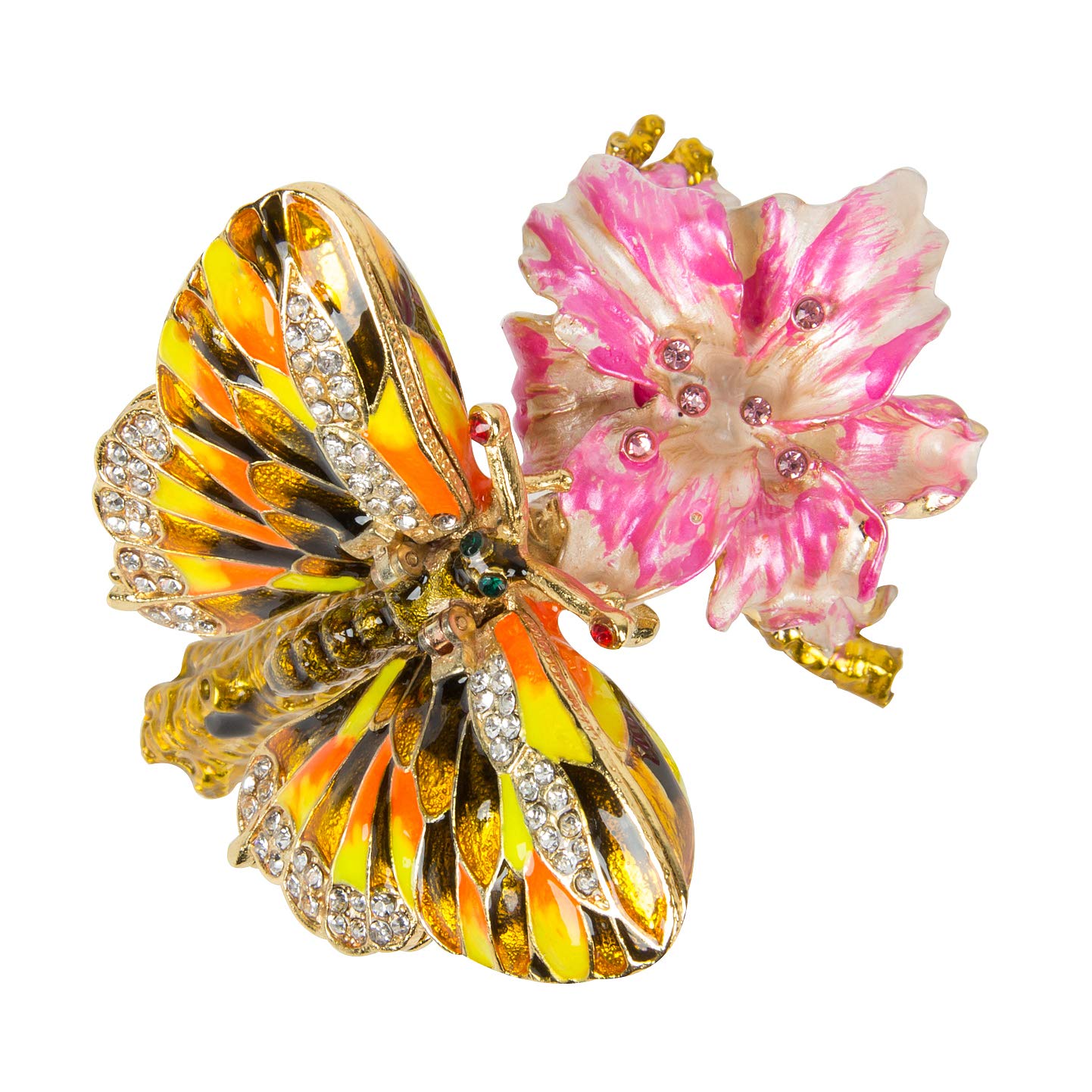 Hand Painted Butterfly Jewelry Box - Decorative Hinged Trinket Box for Rings, Necklaces & Keepsakes - Unique Gift for Women, Home Decor for Bedroom & Dresser