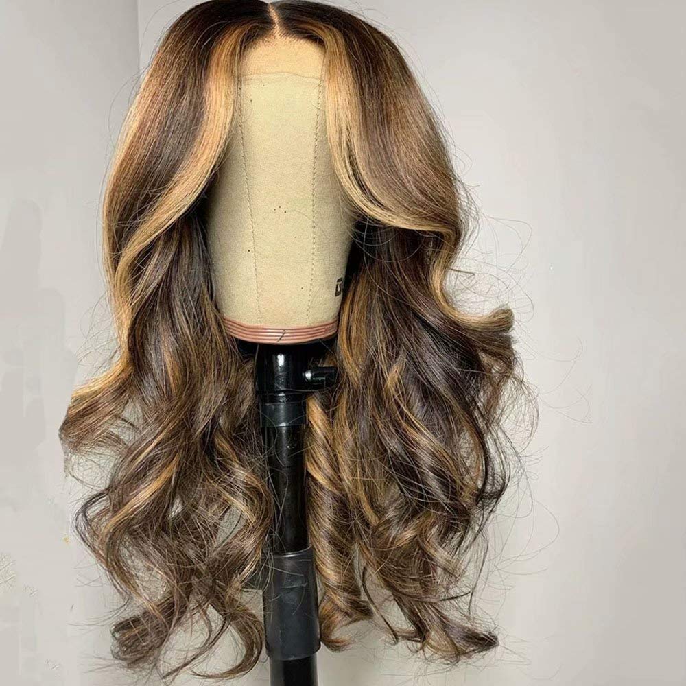 180 Density Honey Blonde Highlight Body Wave Lace Front Wig - 13x6 HD Human Hair Wig with Baby Hair for Black Women | Brazilian Remy Hair, Pre-Plucked, Glueless | Perfect for Daily Wear, Parties, and Special Occasions