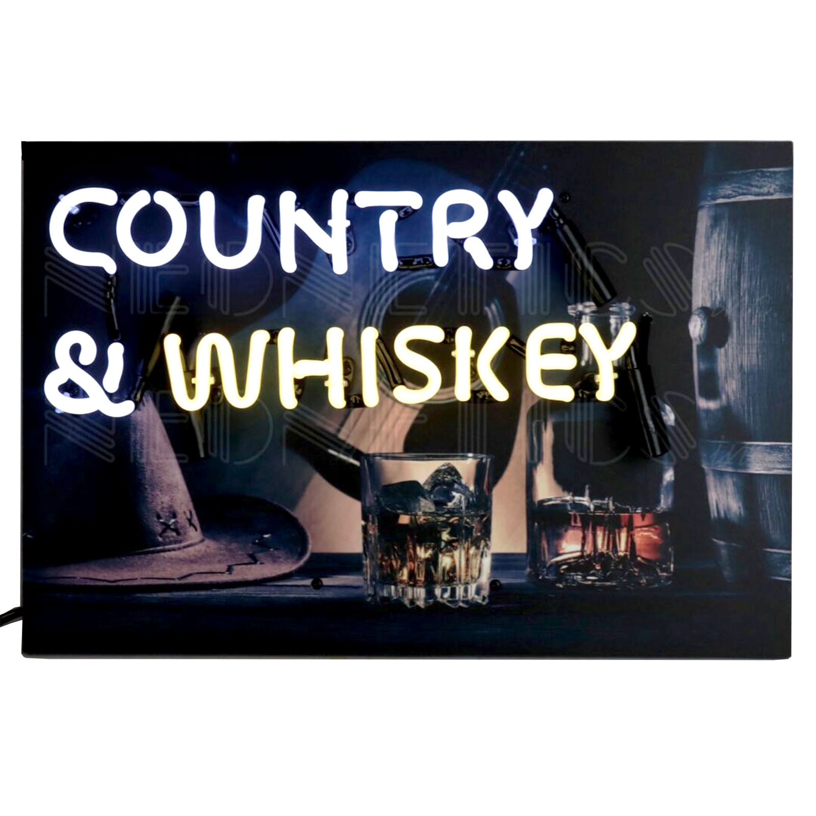 Vintage Country & Whiskey Neon Sign Bar Decor - Perfect for Home Bars, Man Caves, and Western Themed Parties