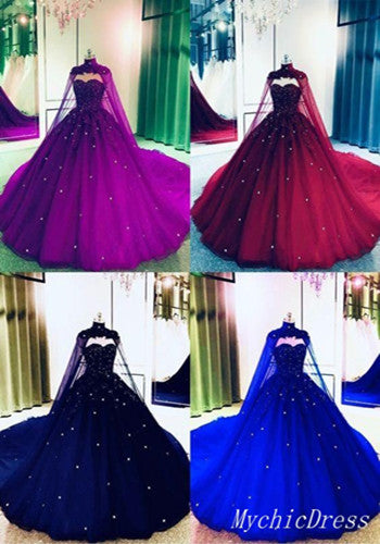 Elegant Gothic Black Wedding Dress with Crystal Appliques & Detachable Cape - Ball Gown for 2025 Brides | Perfect for Gothic Weddings, Vampire-Themed Parties & Formal Evening Events