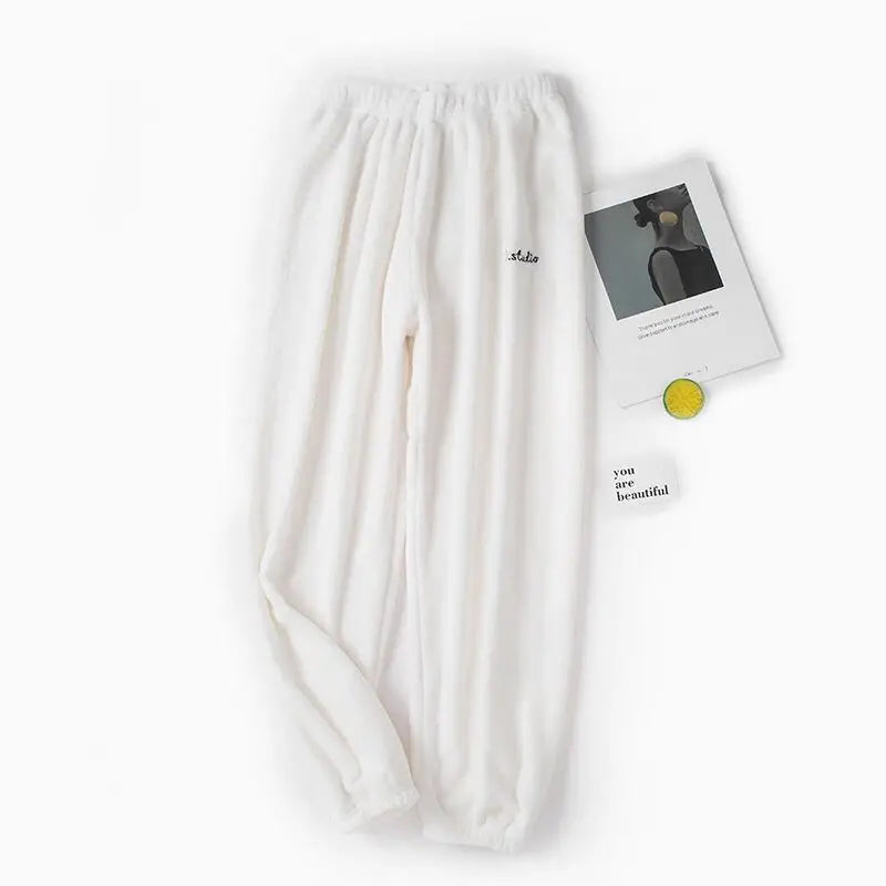Women's 2-Piece Fleece Pajama Set - Soft Velvet Ribbed Pullover & Pants for Fall/Winter | Cozy Casual Loungewear for Home, Sleep & Relaxation