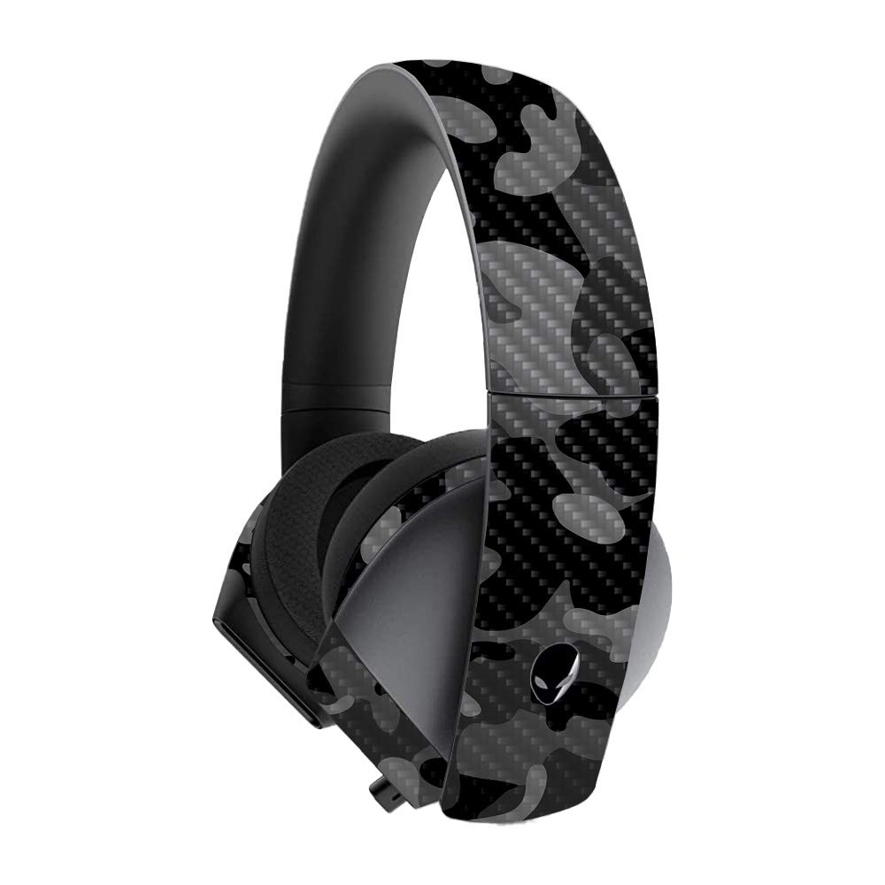 MightySkins Carbon Fiber Skin for Alienware 7.1 Gaming Headset - Black Camo | Protective & Durable Textured Finish | Easy to Apply & Remove | Made in USA | Perfect for Gaming, Streaming & Travel Protection