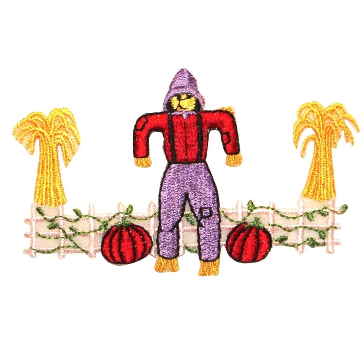 Scarecrow on Pumpkin Field Halloween Iron-On Embroidered Patch - Perfect for Costumes, Jackets & DIY Crafts