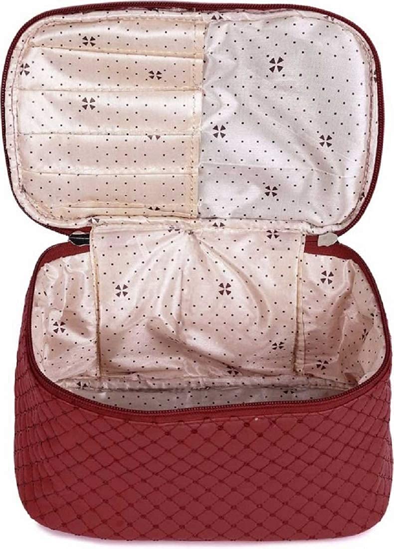Women's PU Leather Cosmetic Bag - Waterproof Makeup Organizer Travel Toiletry Case (Red) - Perfect for Travel, Gym & Daily Makeup Storage