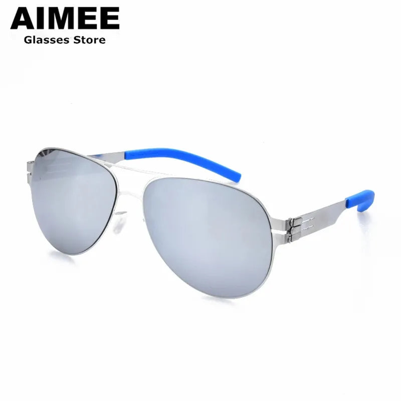 **Aimee Men's Polarized Sunglasses - Full Rim Oval Double Bridge Stainless Steel Frame - UV Protection for Driving, Fishing & Outdoor Activities (Model 6114)**