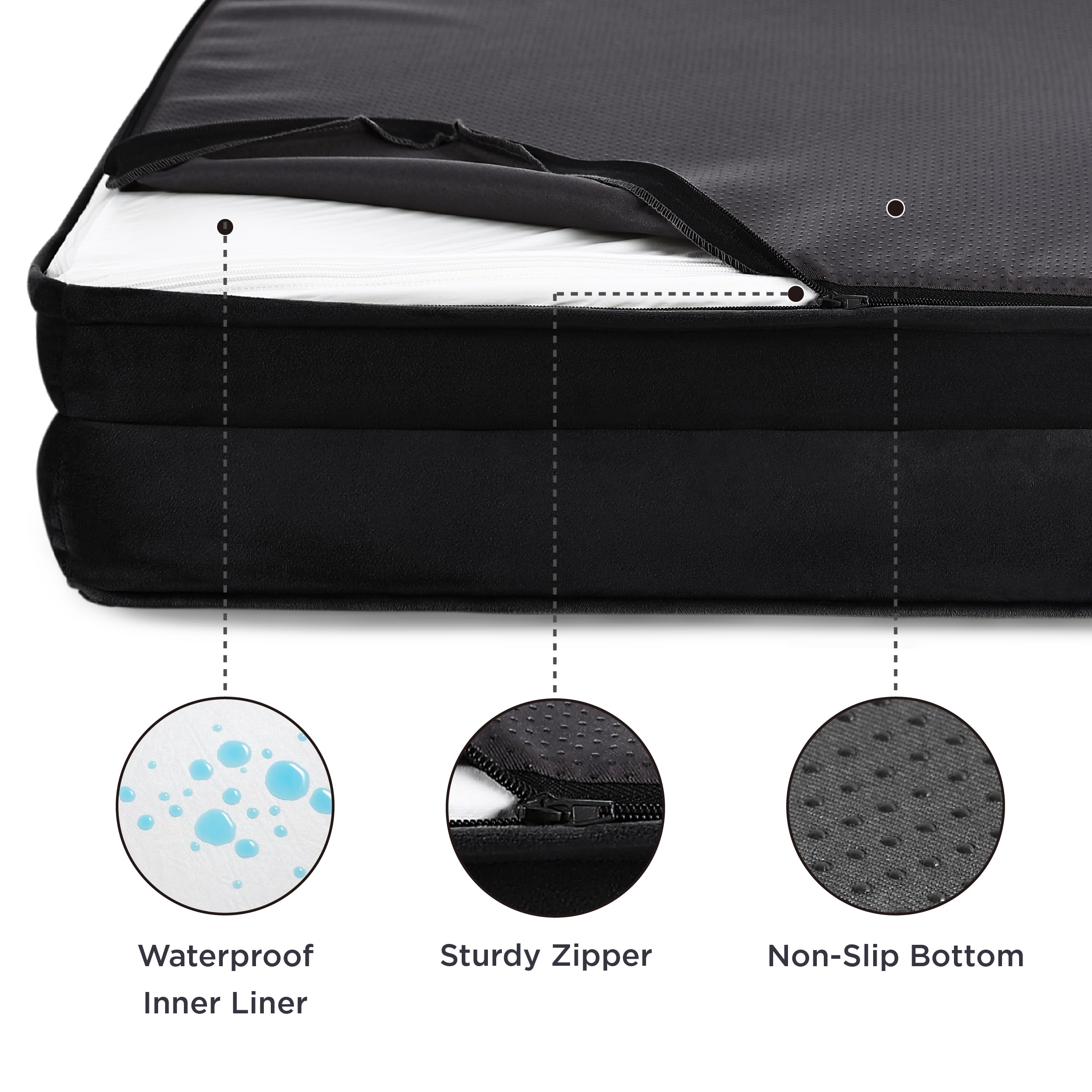 Bedsure XXL Orthopedic Dog Bed for Large Dogs - Washable Great Dane & Giant Breed Pet Sofa with Supportive Foam, Removable Waterproof Cover & Non-Slip Bottom - Perfect for Living Room, Bedroom & Kennel - Black
