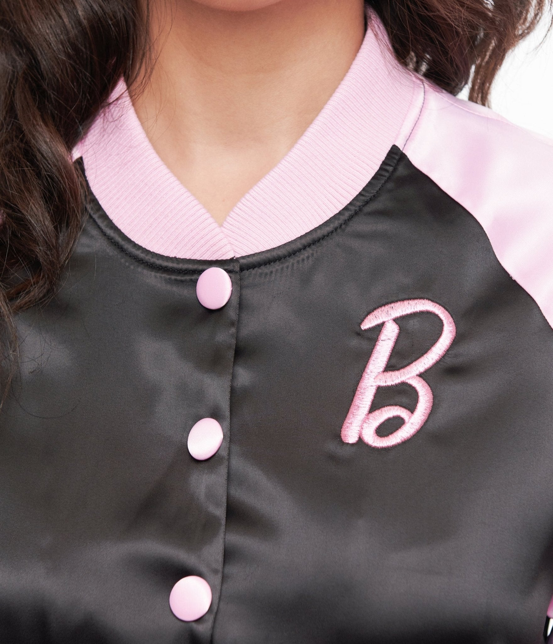Vintage Pink & Black OG Barbie Long Sleeve Bomber Jacket for Women - Retro 90s Inspired Fashion Outerwear - Perfect for Casual Wear, Cosplay & Barbie Themed Parties