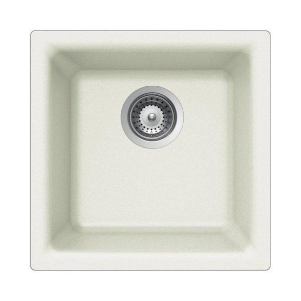 Hamat SIO 1616B WH Granite Composite Dual Mount Bar & Prep Sink in White - Perfect for Kitchen Islands, Wet Bars, and Commercial Food Prep Areas
