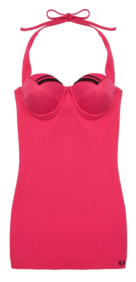 Amy Winehouse Inspired Raspberry Sorbet Bodycon Dress - Halter Neck Party Cocktail Dress for Women, Perfect for Night Out, Club Wear and Summer Events