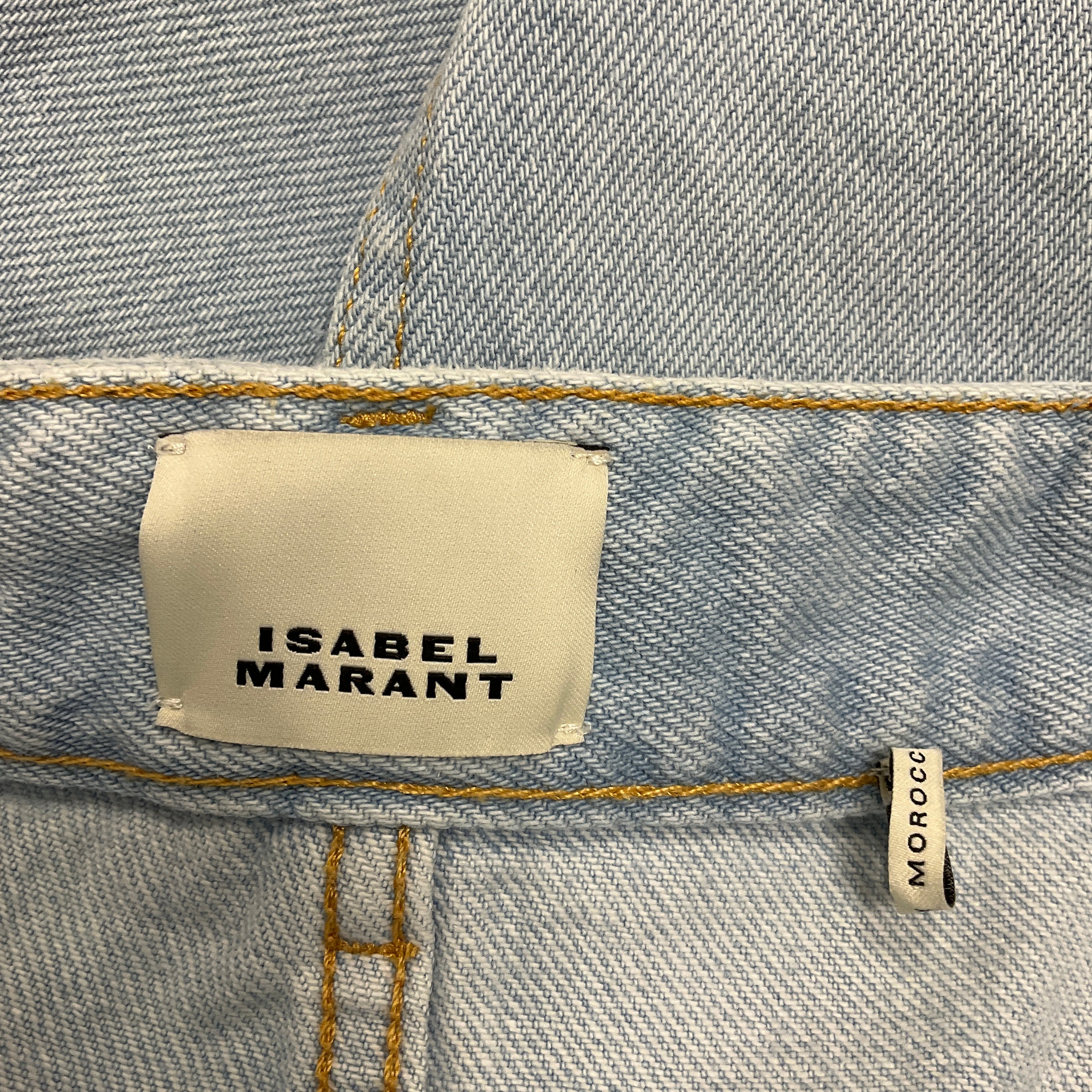 Isabel Marant Light Blue Denim Vinea Skirt - Women's High Waisted A-Line Denim Skirt for Casual Outfits & Summer Style