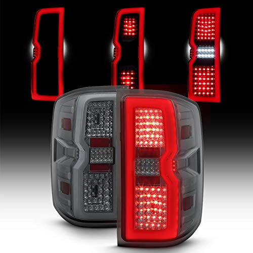 AKKON LED Light Bar Smoke Tail Lights Lamps for 2014-2019 Chevy Silverado & Sierra - Pair | Waterproof & Durable Replacement Lights for Off-Road, Night Driving & Truck Customization