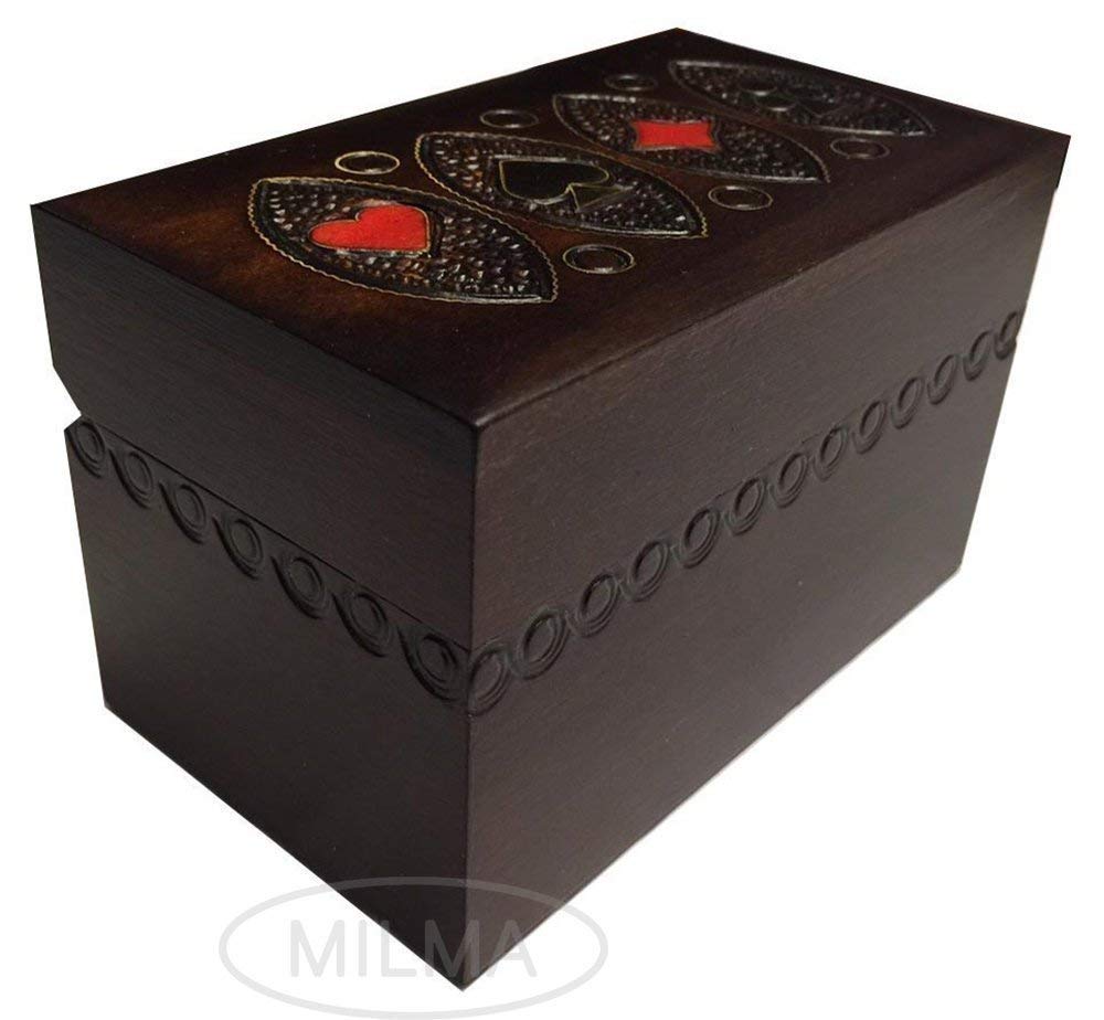 Handmade Linden Wood Playing Card Box - Polish Crafted Keepsake Storage for Poker, Magic Tricks & Collectibles - Perfect for Game Nights, Gifts & Home Decor