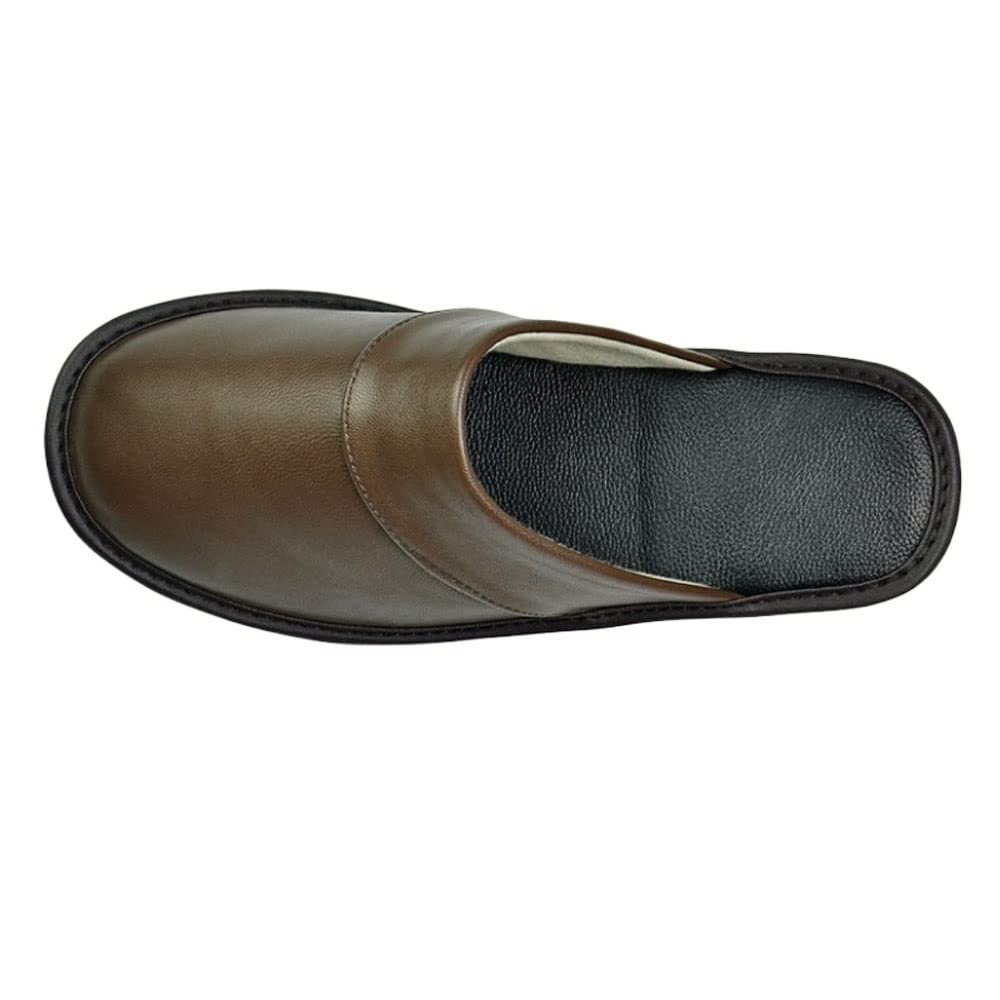 Unisex Leather House Slippers for Men & Women - Soft Cowhide Indoor Slippers for Wooden Floors - Spring Summer Fall Comfort Footwear (Color A, Size 43/44) - Perfect for Cozy Home Relaxation & Lounge Wear