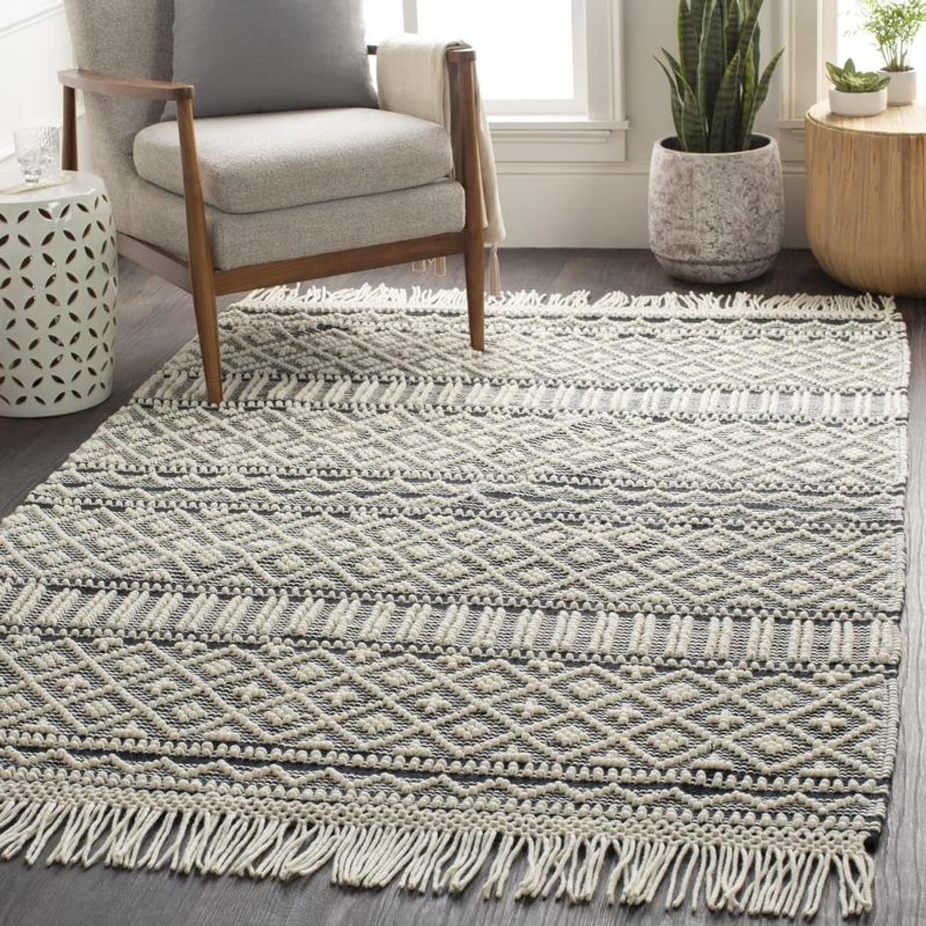Mark&Day 8x10 Cottage Charcoal Area Rug - Soft & Durable Non-Slip Living Room Rug, Bedroom Carpet, Kitchen Floor Mat (8' x 10') | Perfect for Home Decor, Office & High Traffic Areas