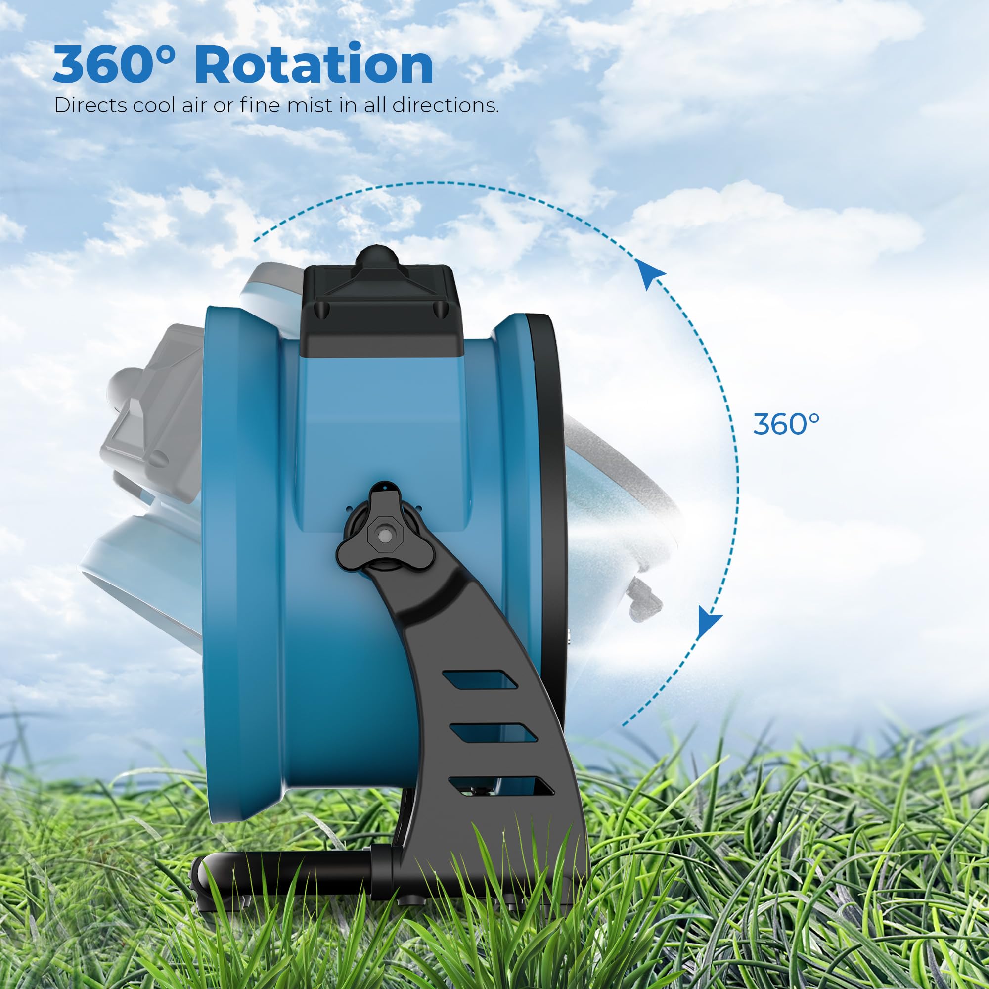 XPOWER FM-65 Portable Misting Fan & Air Circulator - High Velocity Cooling Fan with Adjustable Mist for Outdoor, Patio, Pool, and Backyard Use