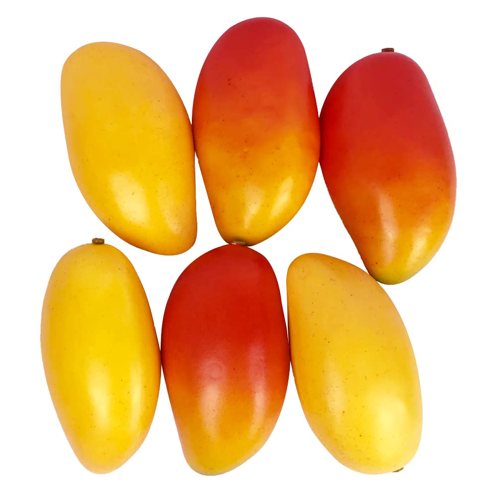 Lorigun 6 Pcs Artificial Mangoes - Realistic Fake Fruit Decor for Home, Restaurant Display, Photo Props & Table Centerpiece - Vibrant Red & Yellow - Perfect for Kitchen, Wedding, Party & DIY Crafts