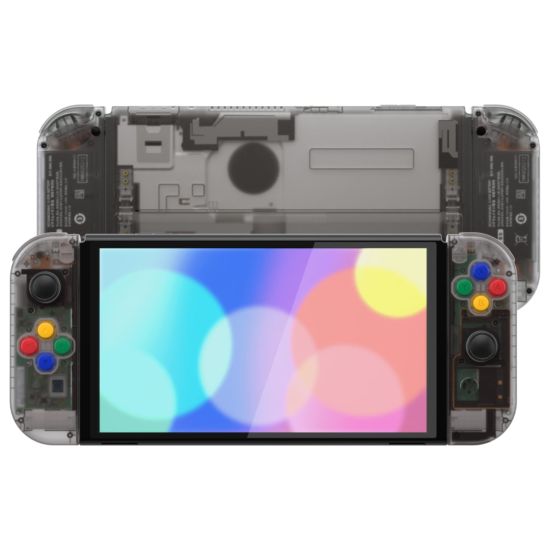 eXtremeRate DIY Full Set Replacement Shell for Nintendo Switch OLED - Custom Back Plate, Kickstand & Controller Housing with Buttons (Clear Black) | Gaming Accessories for Enhanced Handheld Experience